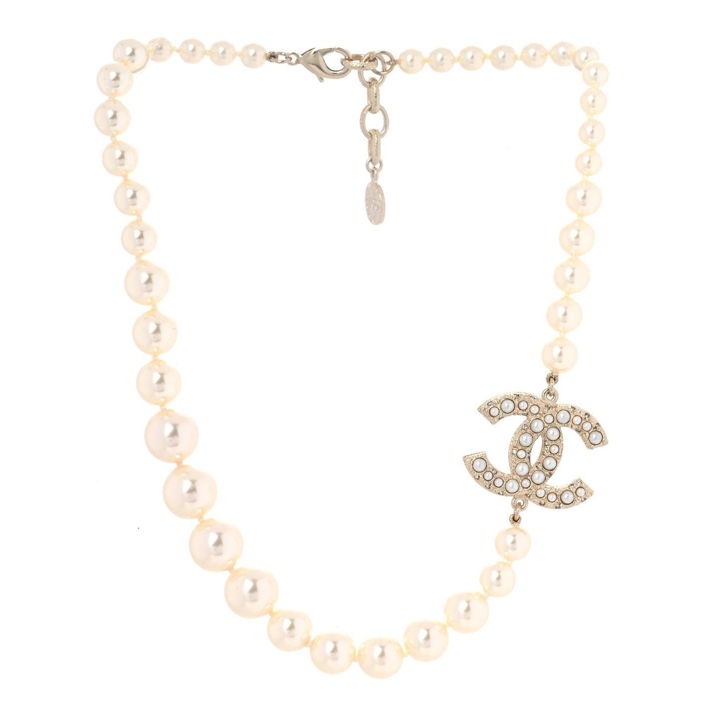 Pearl CC 100th Anniversary Necklace Light Gold