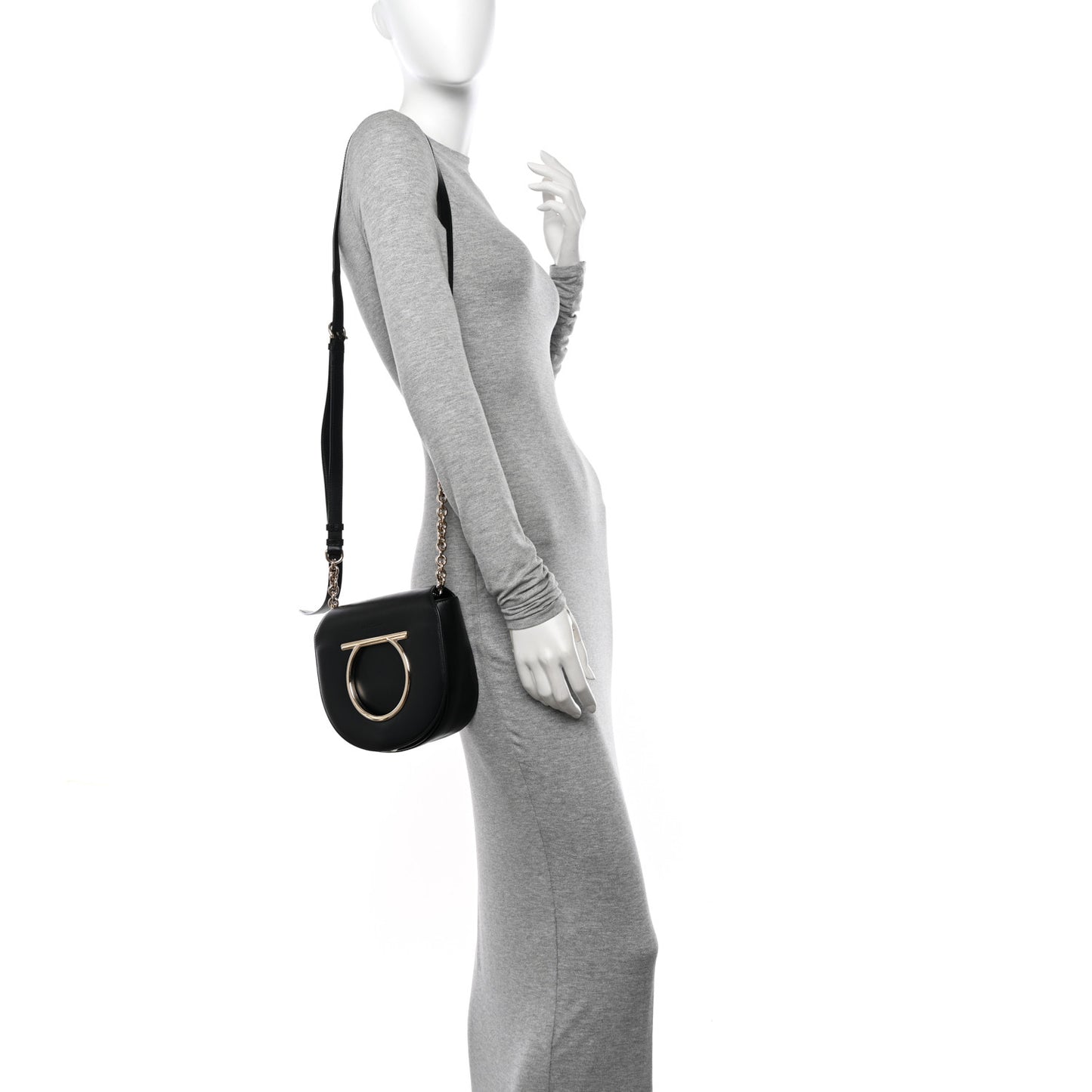 Calfskin Small Vela Flap Bag Black