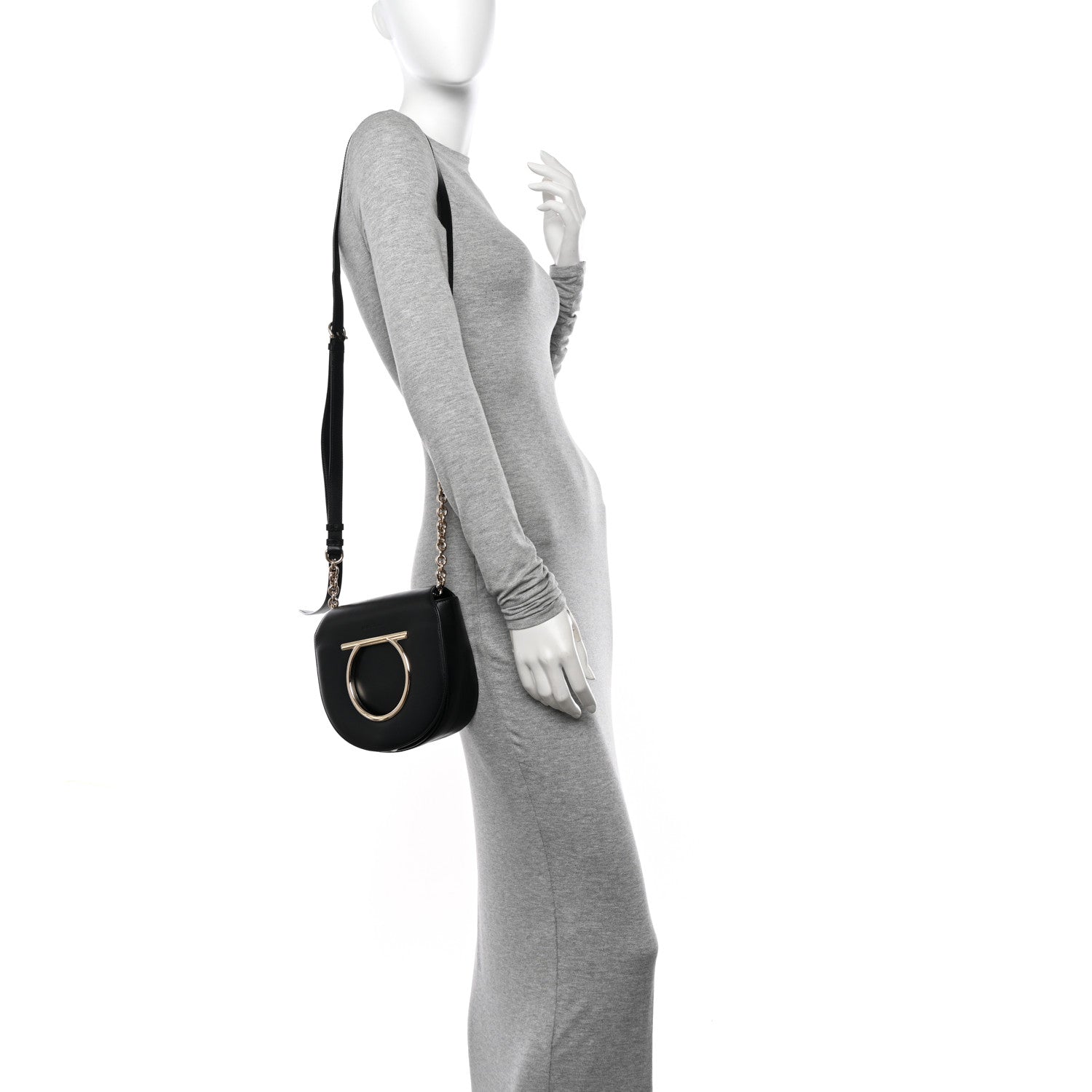 Salvatore Ferragamo Calfskin Small Vela Flap Bag Black 2 of 10