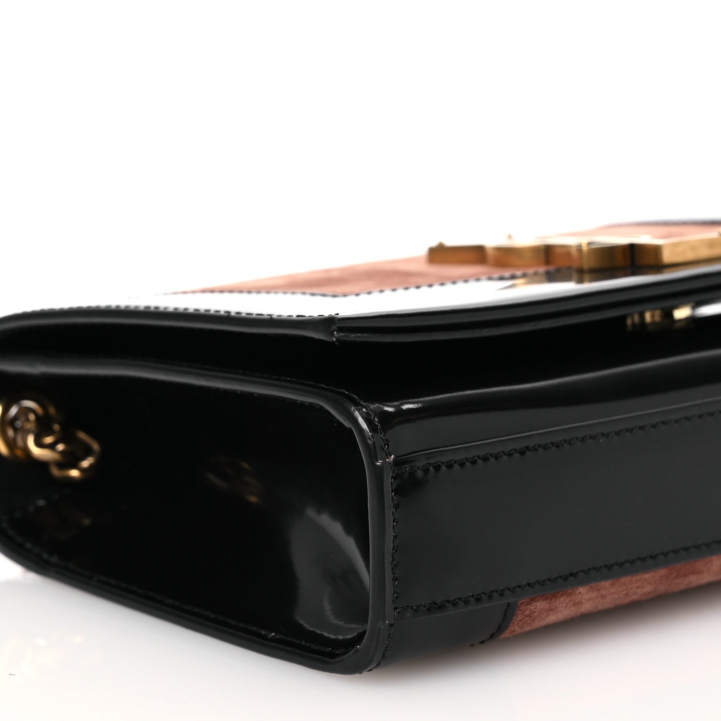 Suede Nappa Patent Calfskin Two-Toned Small Monogram Kate Satchel