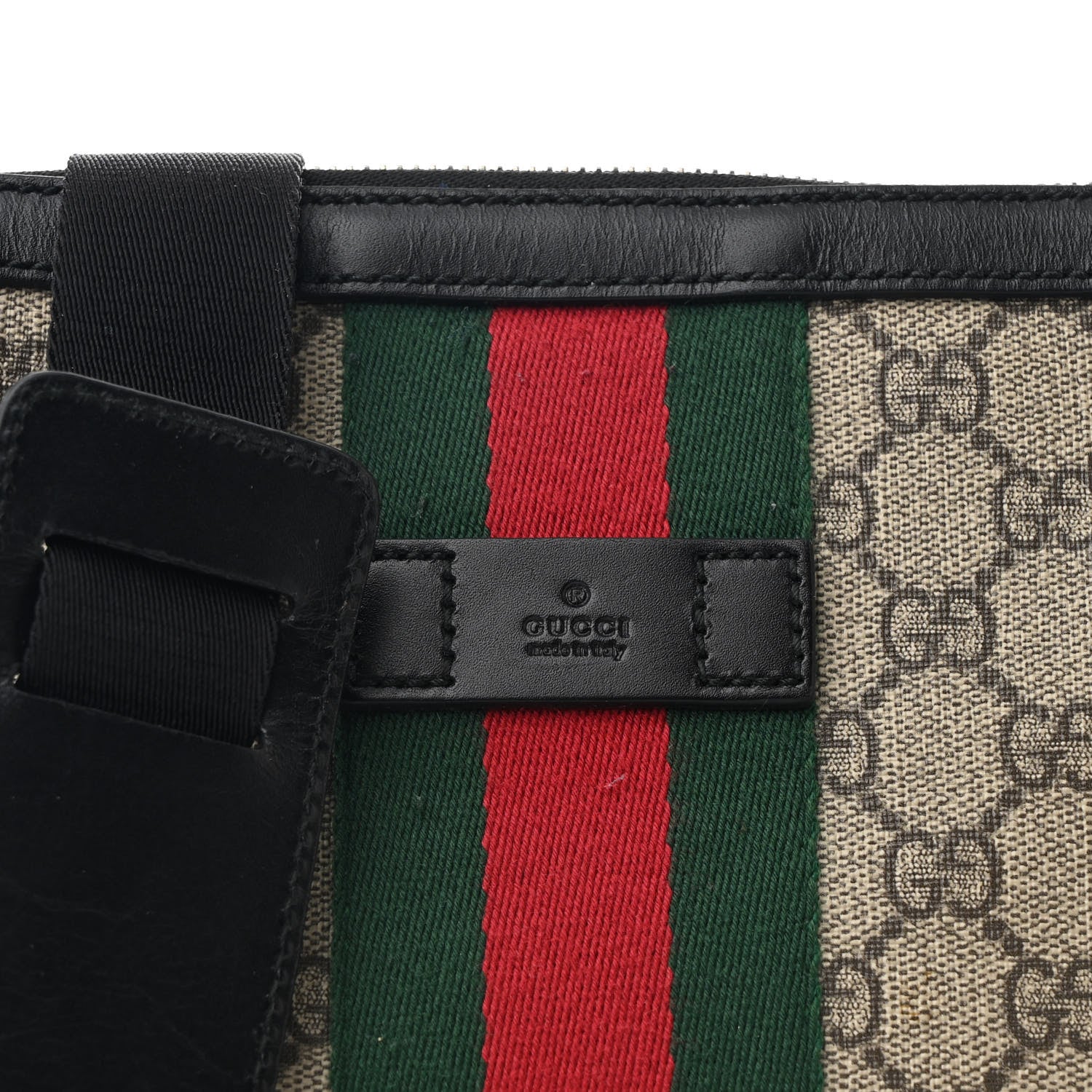 Gucci GG Supreme Monogram Web Messenger Bag Black 8 of 12