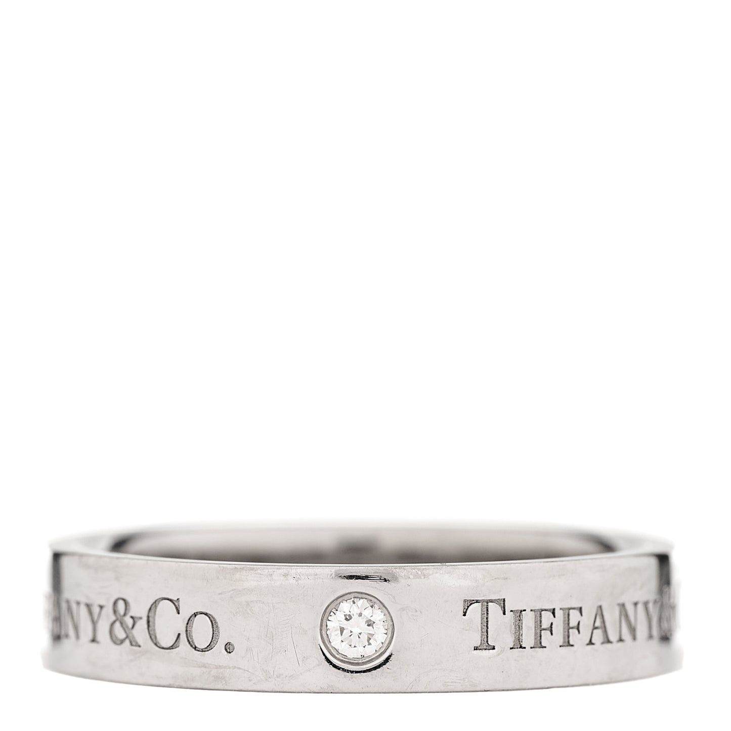 Platinum Diamond 4mm Logo Band Ring 55 7.25