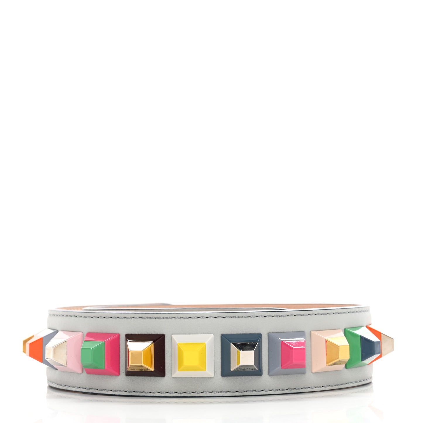 Vitello Dolce Plexiglass Bi-Color Studded Strap You Grigio Perla Plaster Multicolor