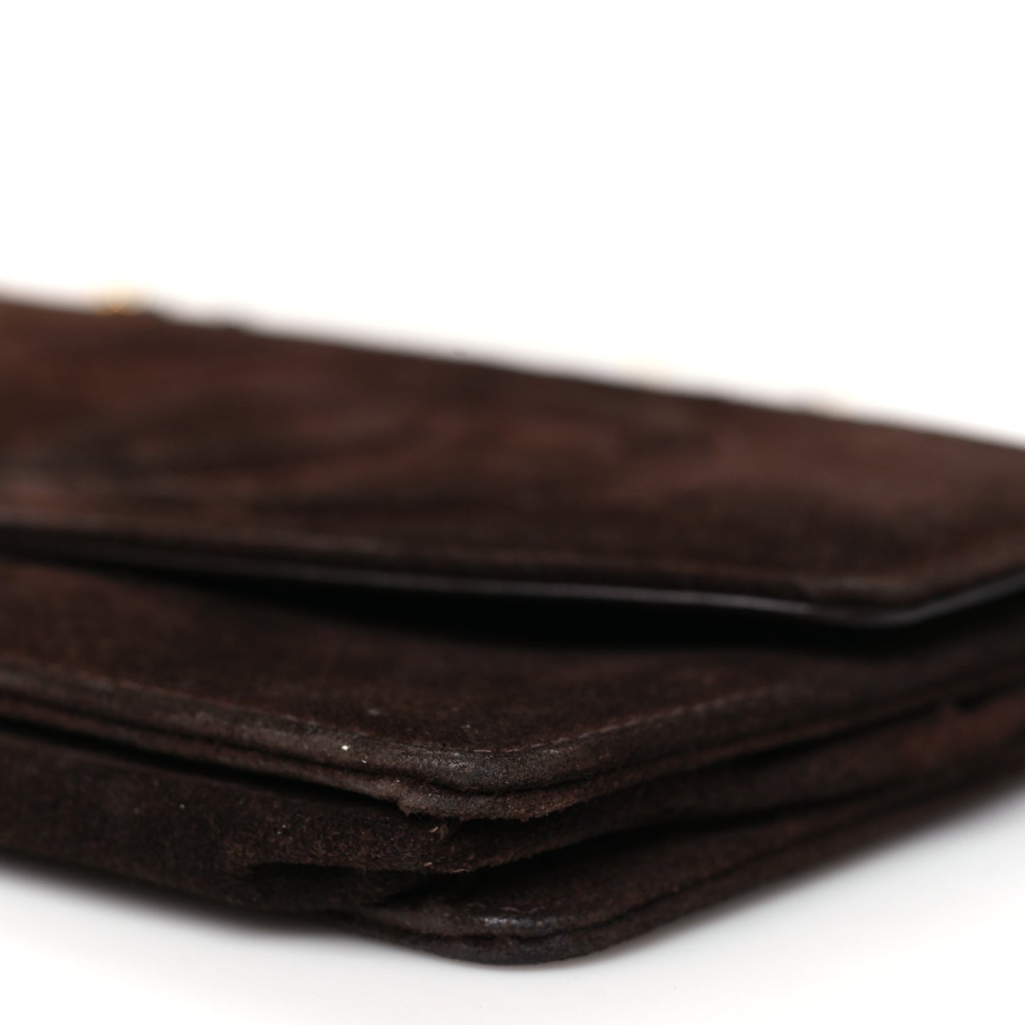 Suede Timeless CC Wallet on Chain WOC Brown