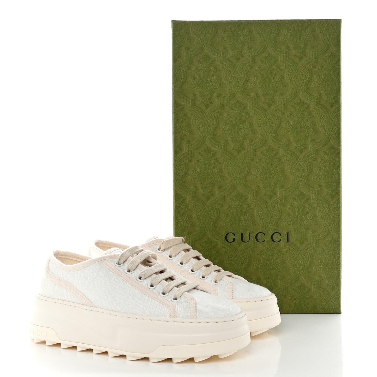GG Monogram Womens 1977 Tennis Platform 52mm Sneakers 36 Great White Mystic White