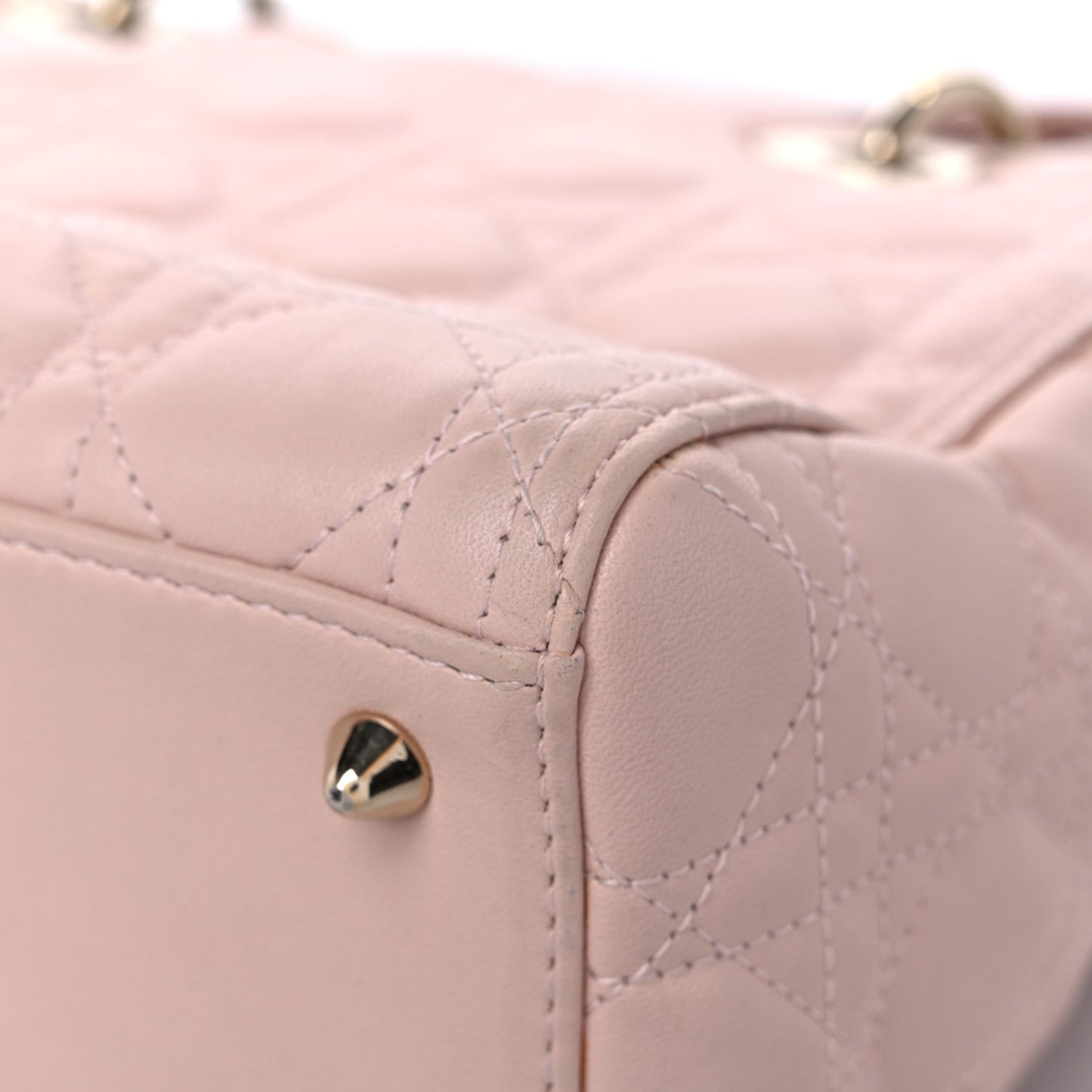 Lambskin Cannage Medium Lady Dior Rose Poudre