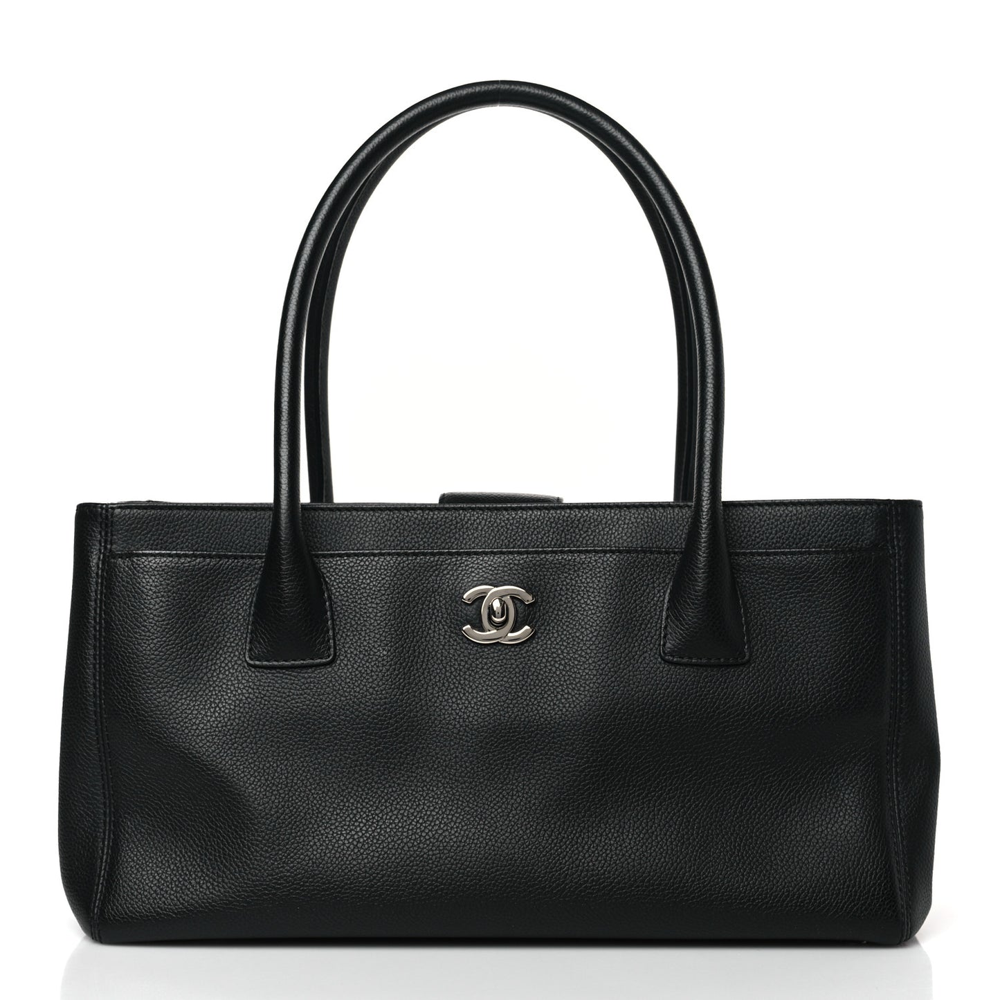 Calfskin Small Cerf Executive Shopper Tote Black