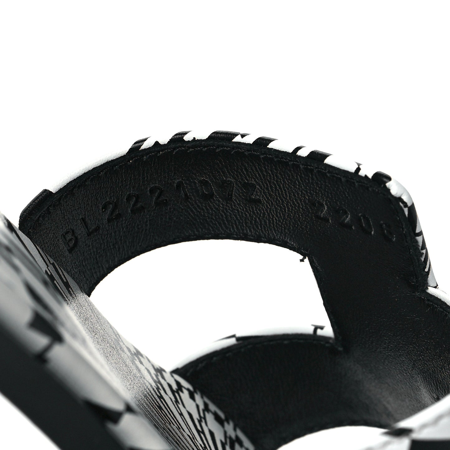 Calfskin Printed Op'H Oran Sandals 37 Black White