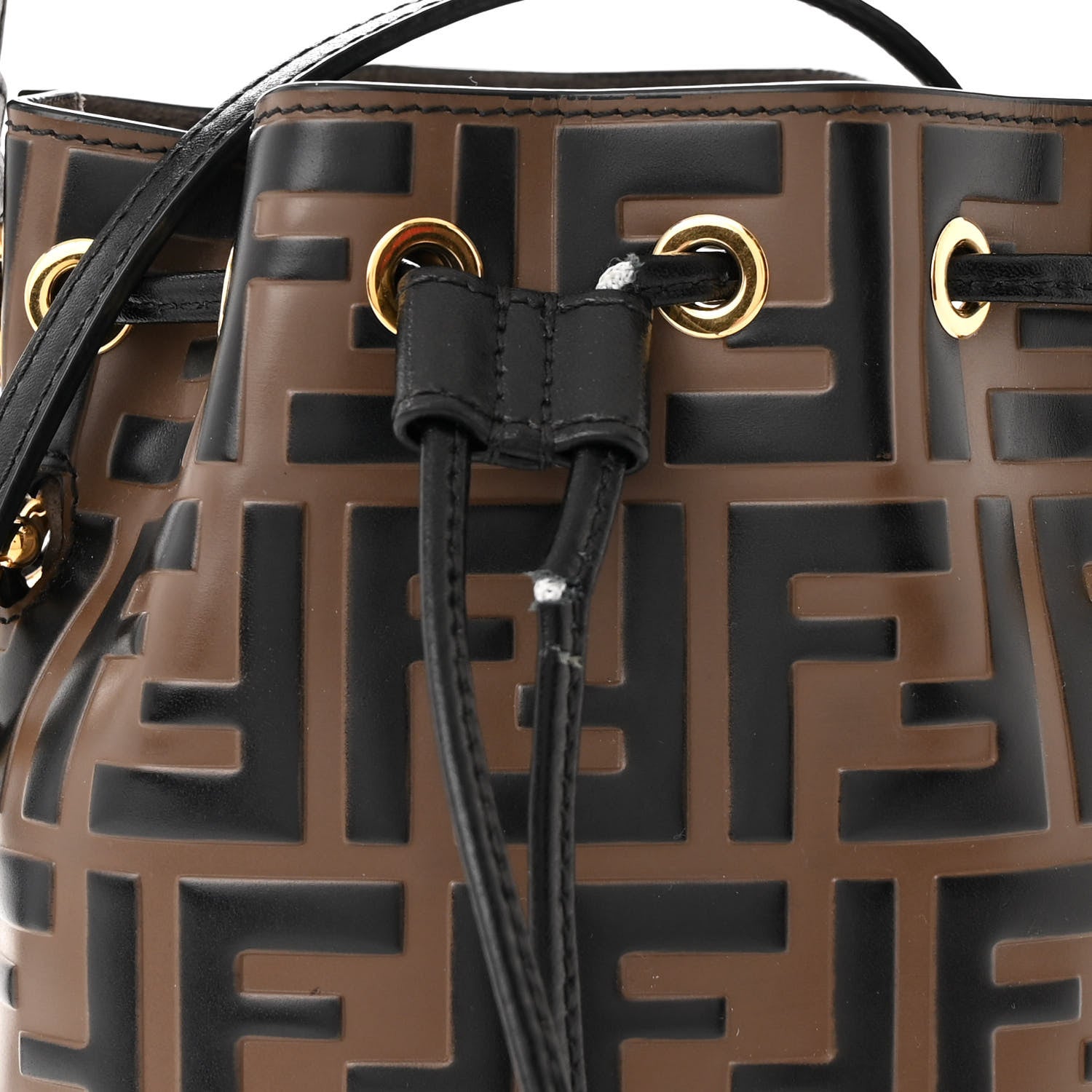 Fendi Vitello Liberty F is Fendi Bi-Color FF 1974 Embossed Mini Mon Tresor Bucket Bag Maya Black 8 of 13