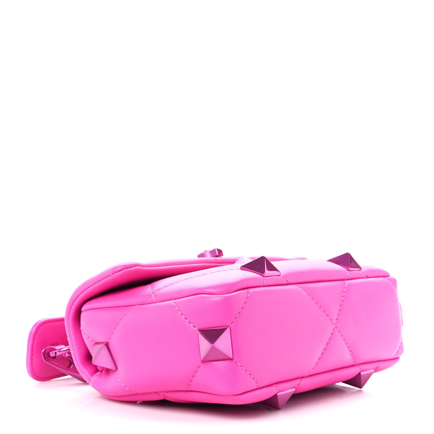 Nappa Lacquer Monochrome Small Roman Stud Shoulder Bag Pink PP