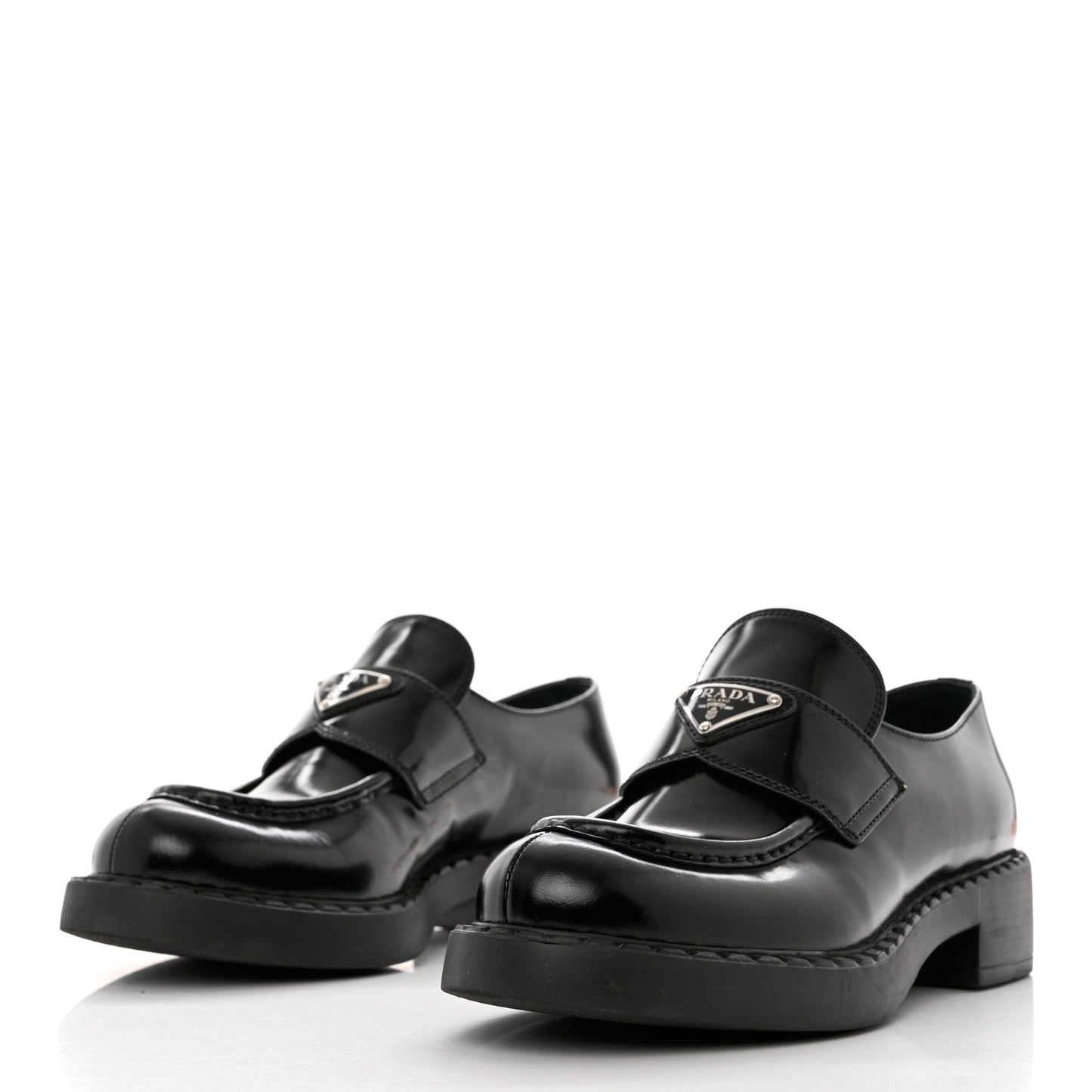 Spazzolato Metal Triangle Logo 50mm Loafers 39 Black