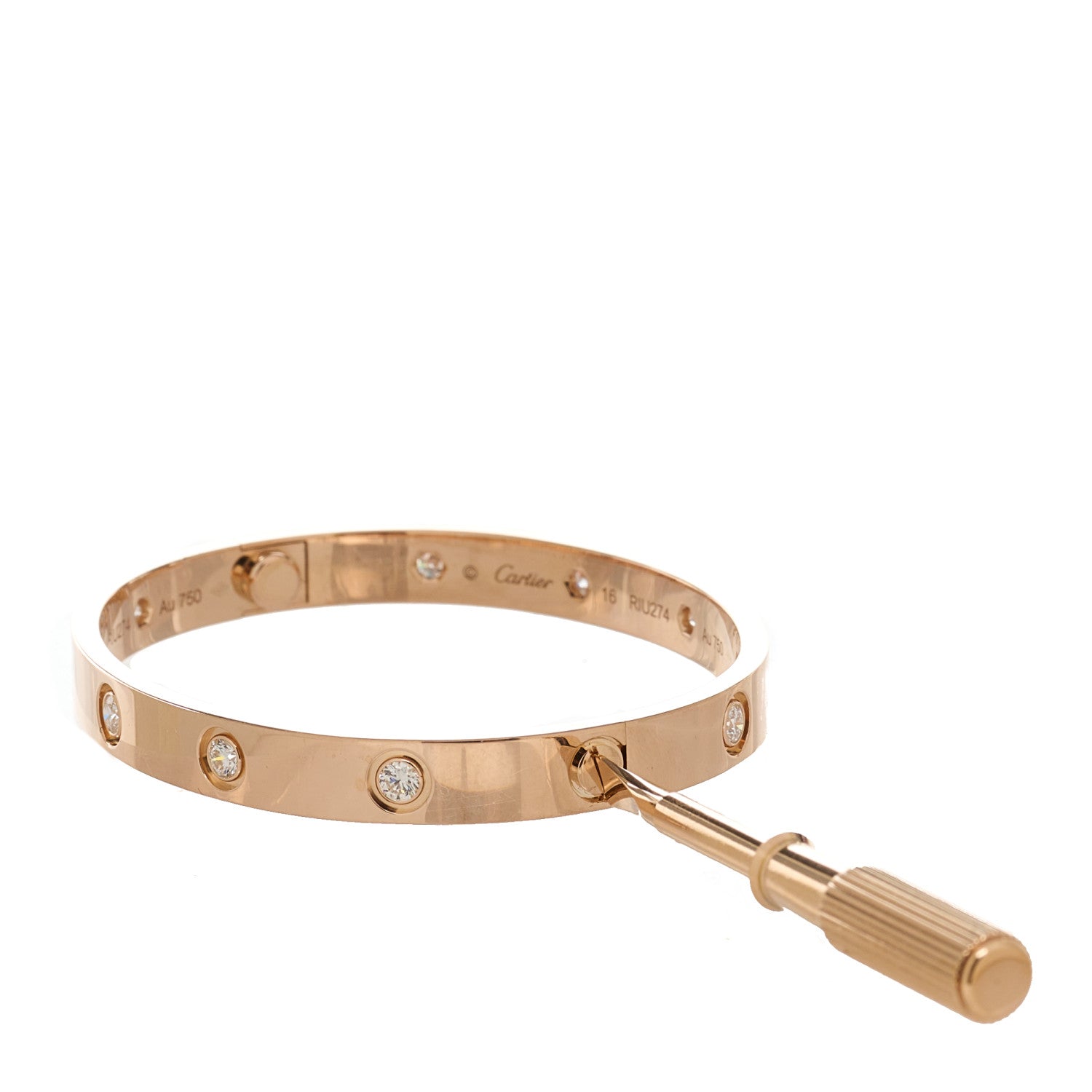 Cartier 18K Pink Gold 10 Diamond LOVE Bracelet 16 8 of 9