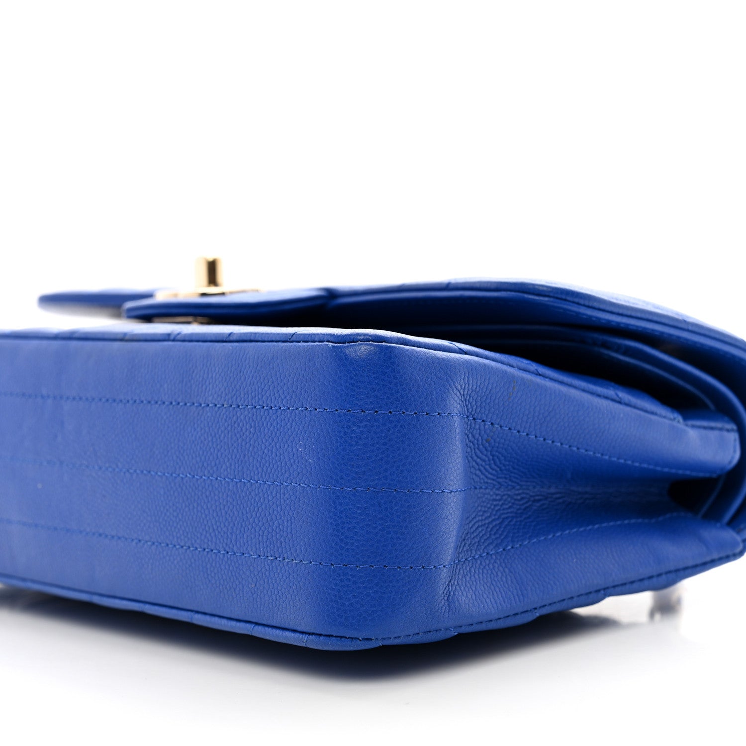 Chanel Caviar Chevron Quilted Small Double Flap Blue 10 of 13