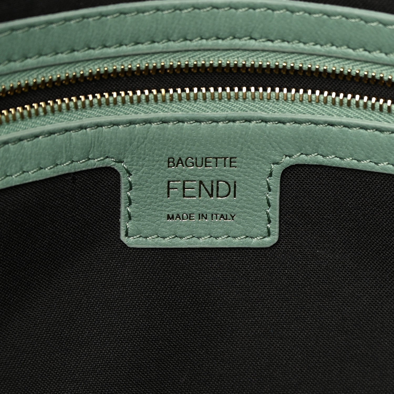 Fendi Nappa FF 1974 Embossed Baguette Menta 6 of 12