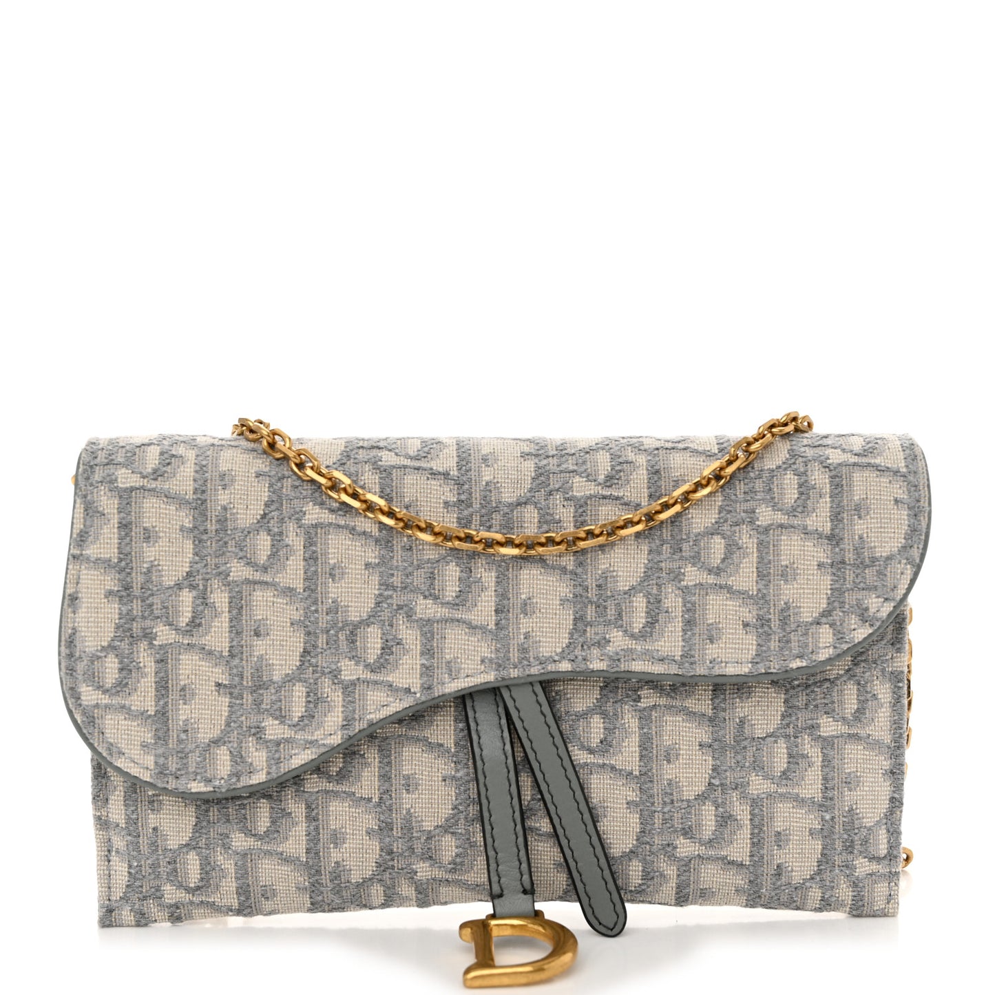 Oblique Saddle Chain Long Wallet Grey