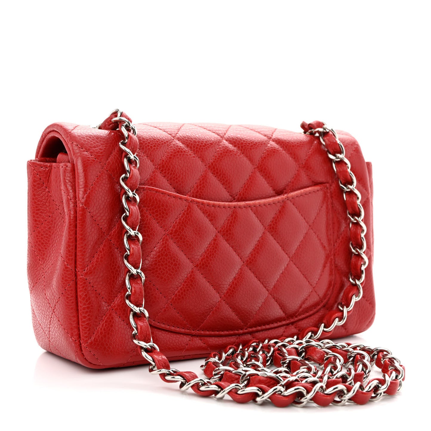 Caviar Quilted Mini Rectangular Flap Red