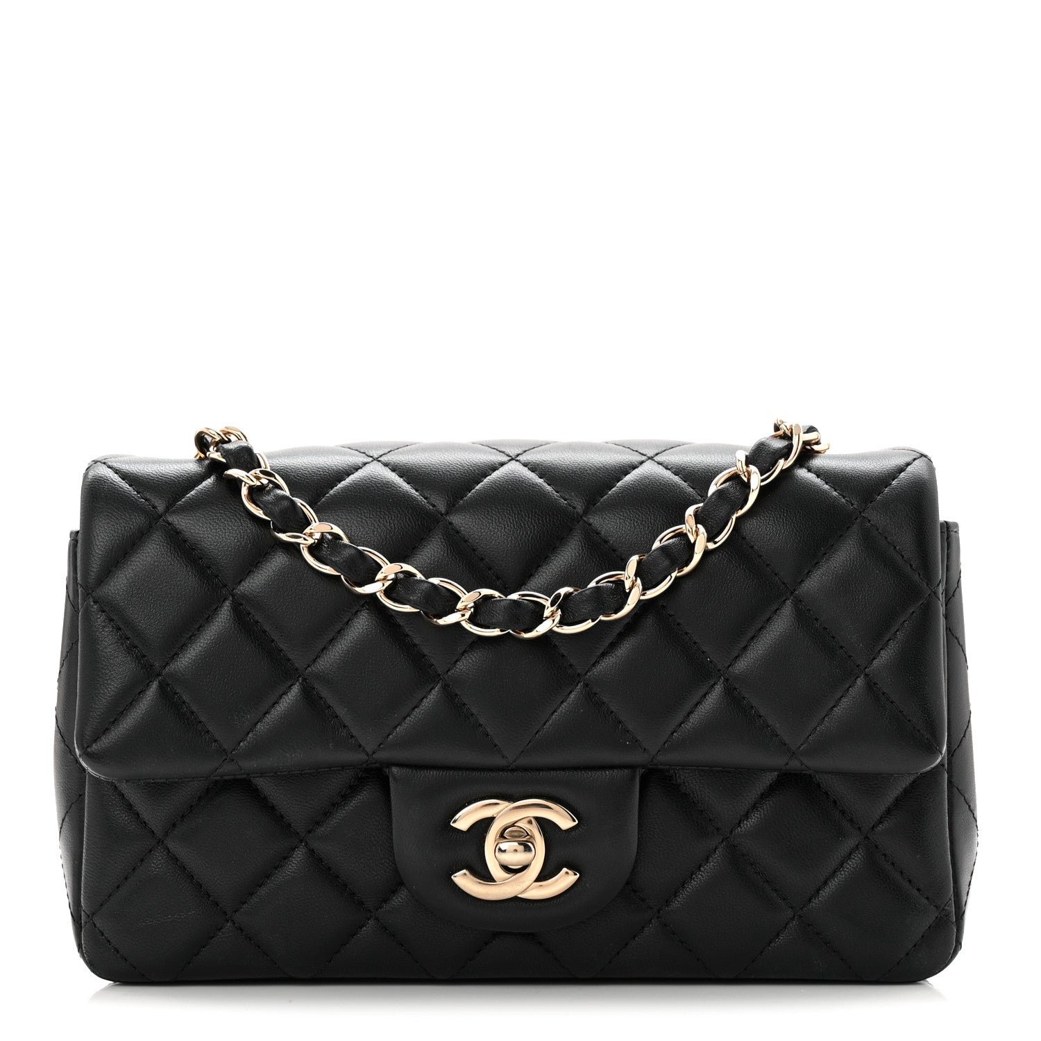 Chanel Lambskin Quilted Mini Rectangular Flap Black 1860899