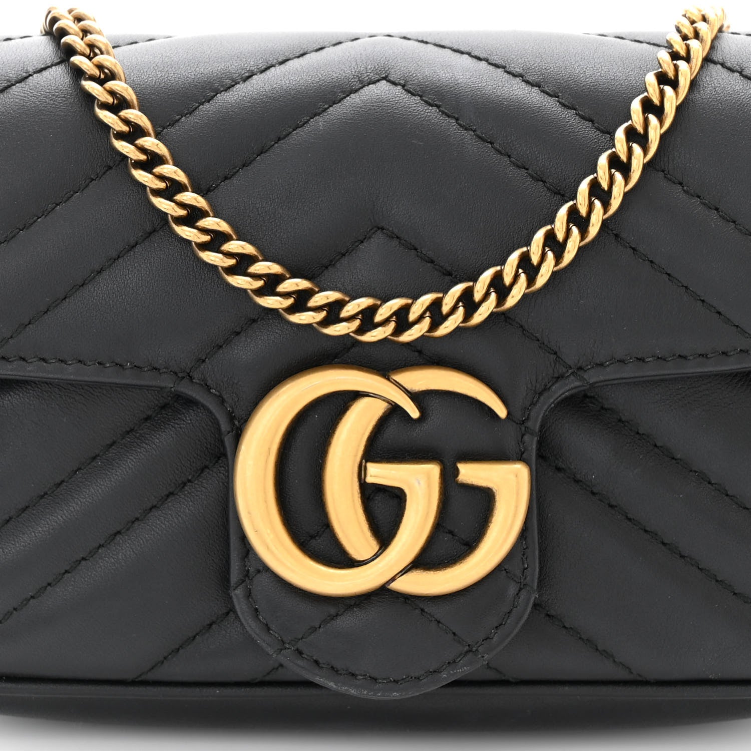 Gucci Calfskin Matelasse Super Mini GG Marmont Shoulder Bag Black 8 of 10
