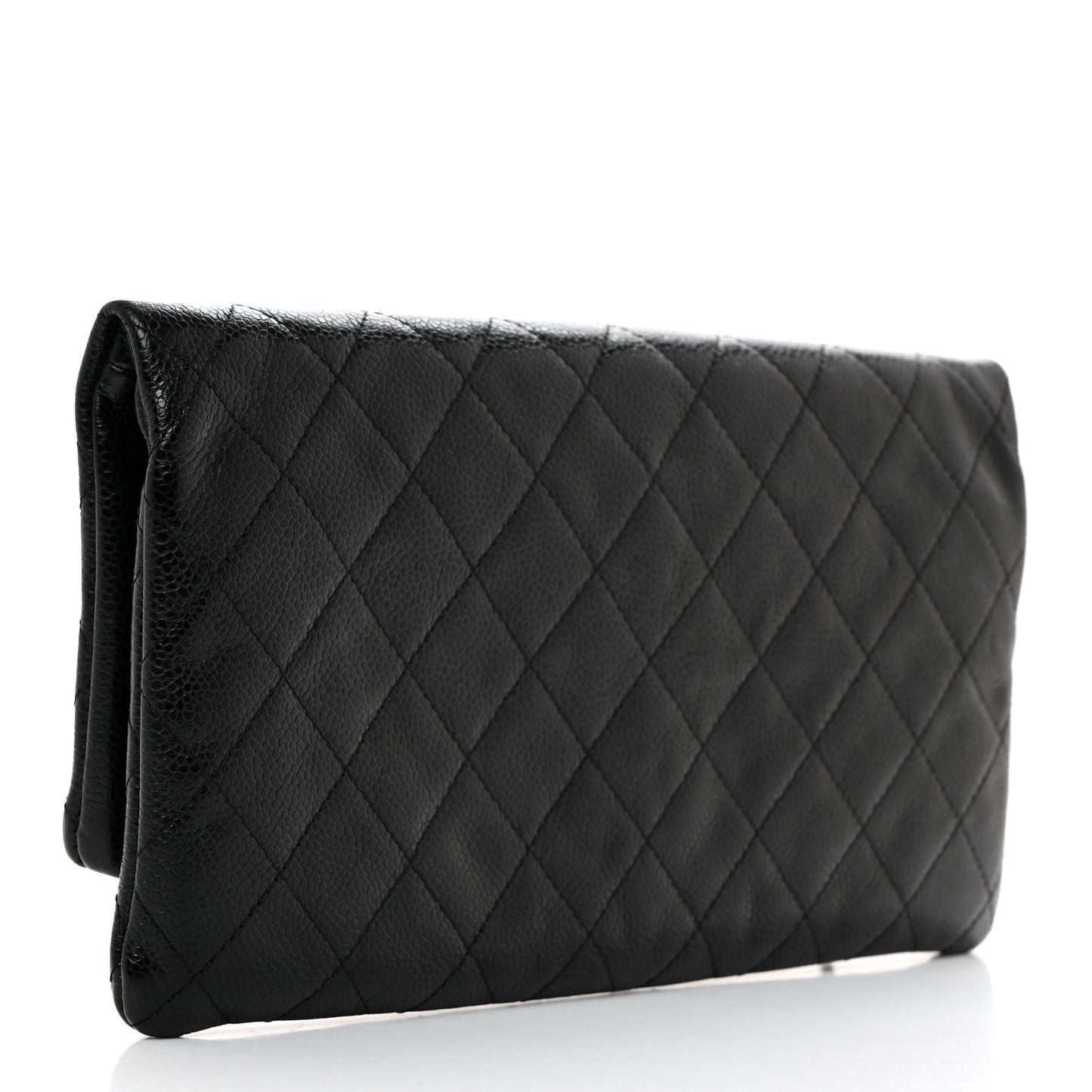 Caviar Quilted CC Beauty Clutch Black