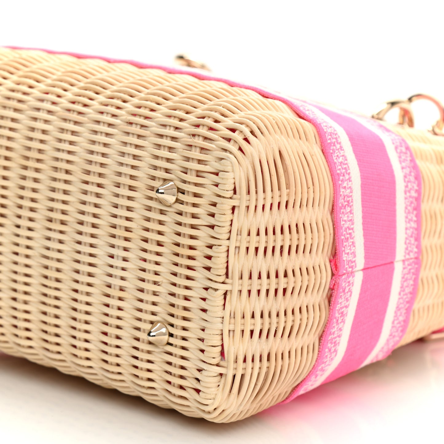 Wicker Oblique Medium Lady Dior Bag Fluorescent Pink