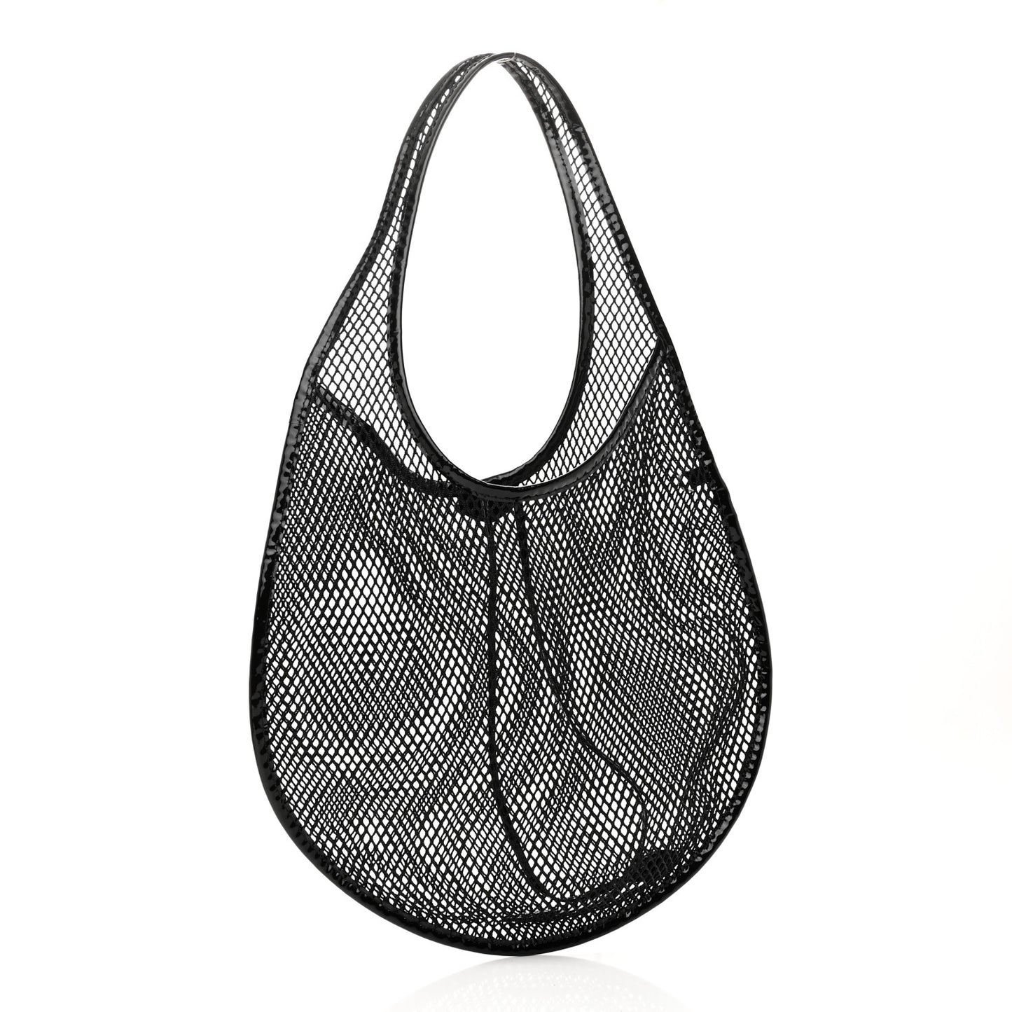 Fishnet Patent Calfskin Medium One Piece Bag Black