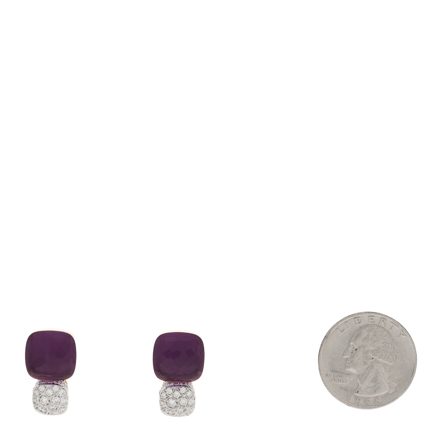 18K Rose White Gold Diamond Amethyst Nudo Earrings