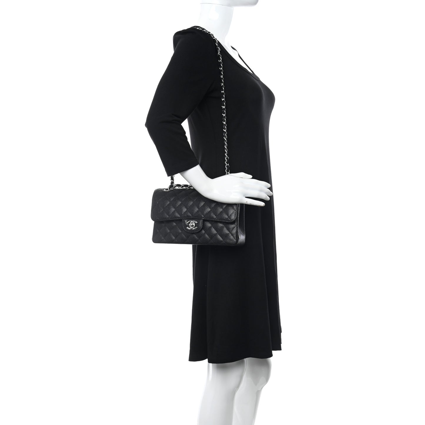 Caviar Quilted Small Double Flap Black
