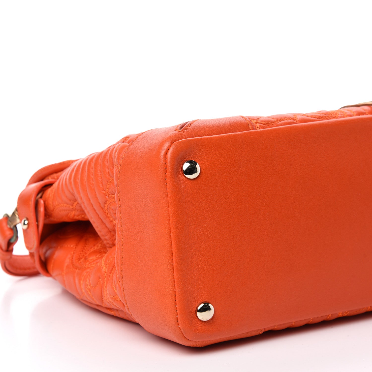 Versace Barocco Quilted Nappa Altea Vanitas Satchel Orange 6 of 10