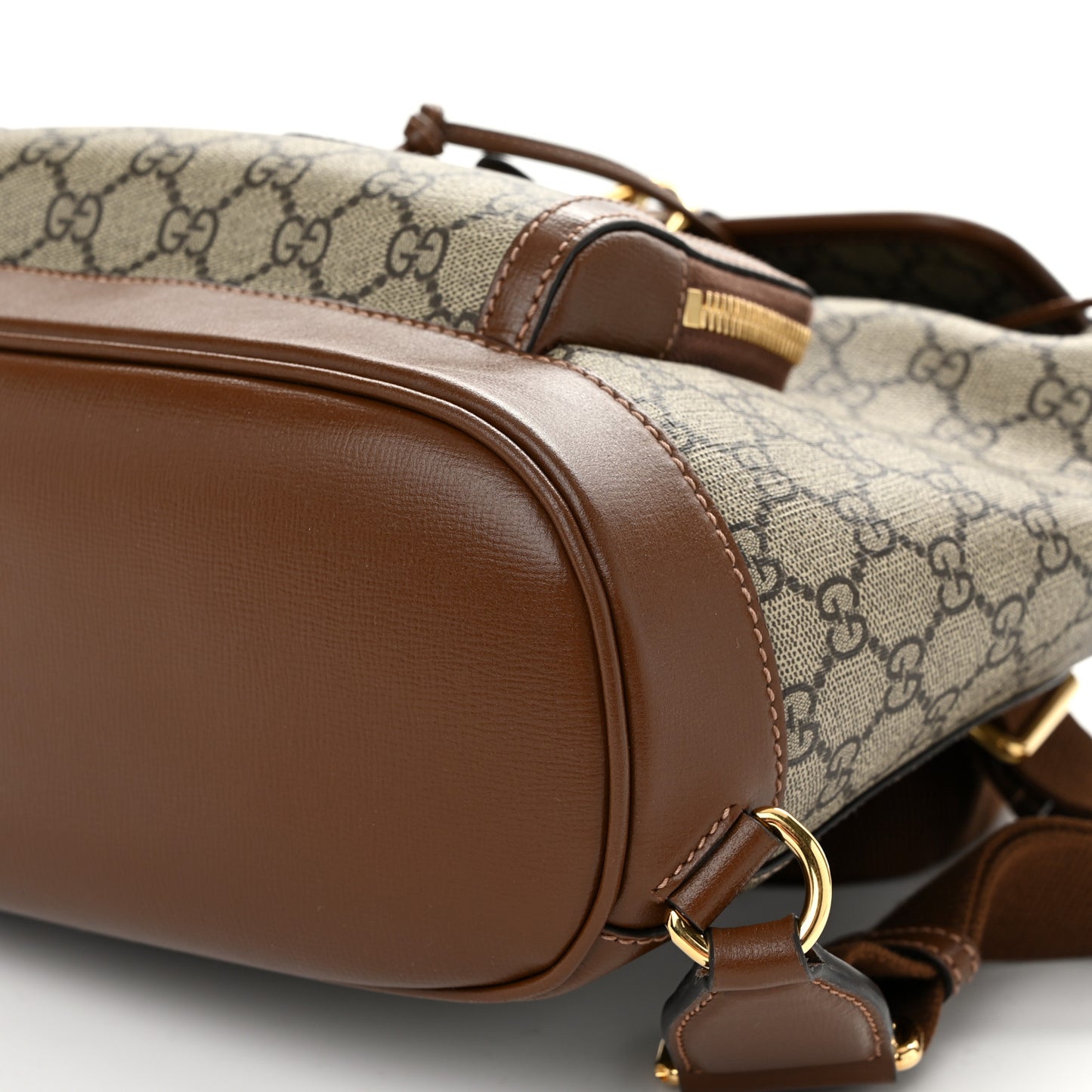 GG Supreme Monogram Azalea Calfskin Retro Interlocking G Buckle Backpack Beige Ebony Brown Sugar