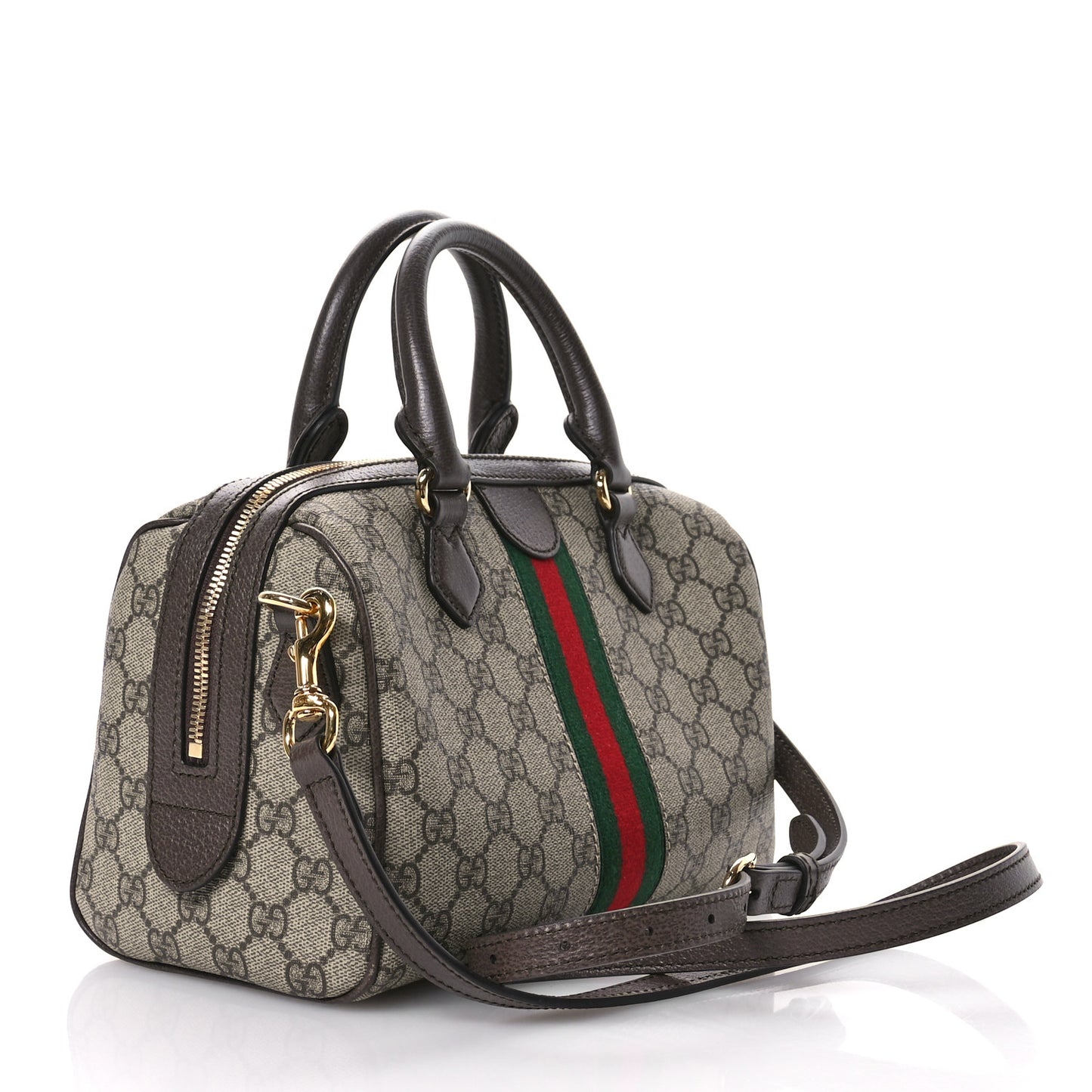 GG Supreme Monogram Web Small Ophidia Top Handle Bag Beige Ebony