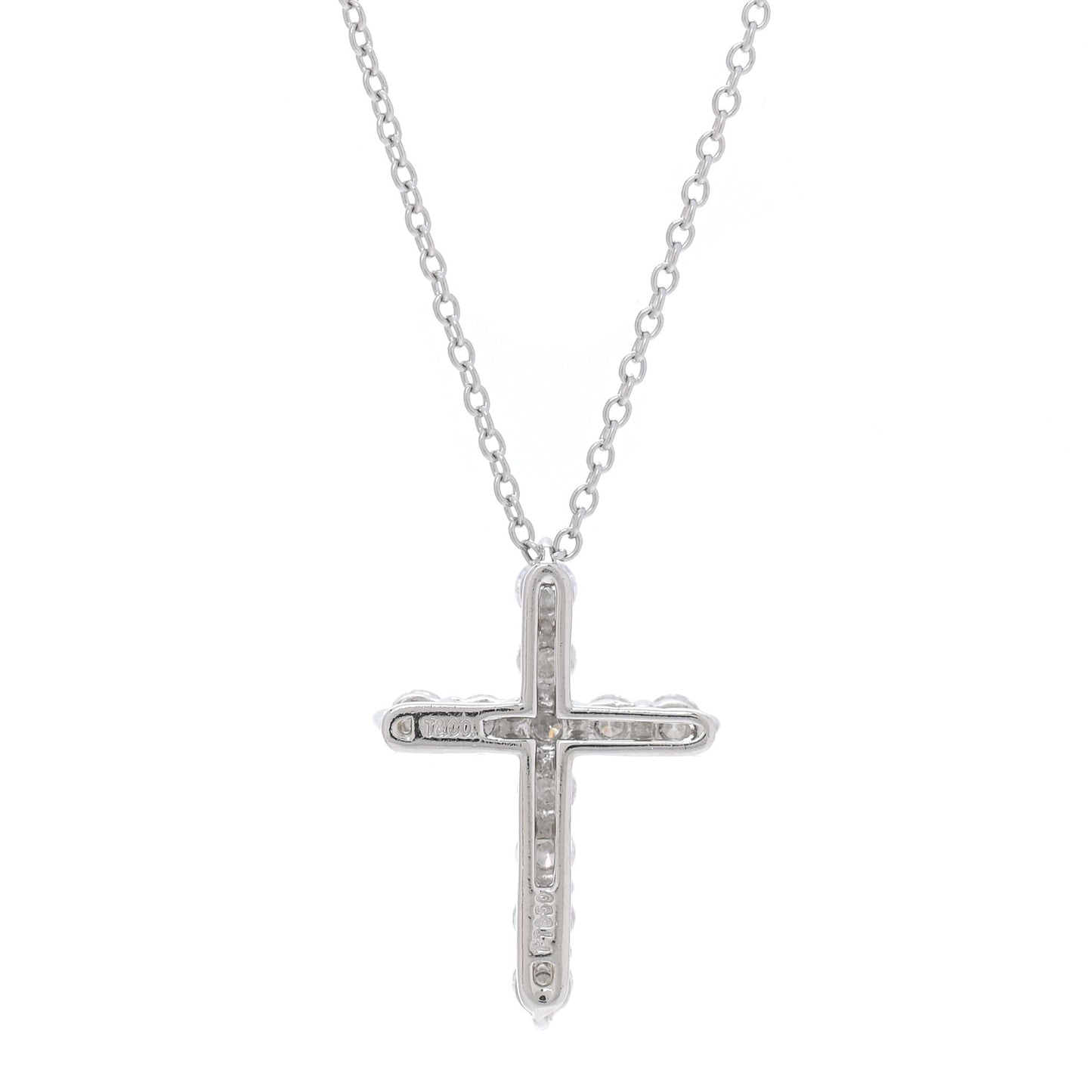 Platinum Diamond Small Cross Pendant Necklace