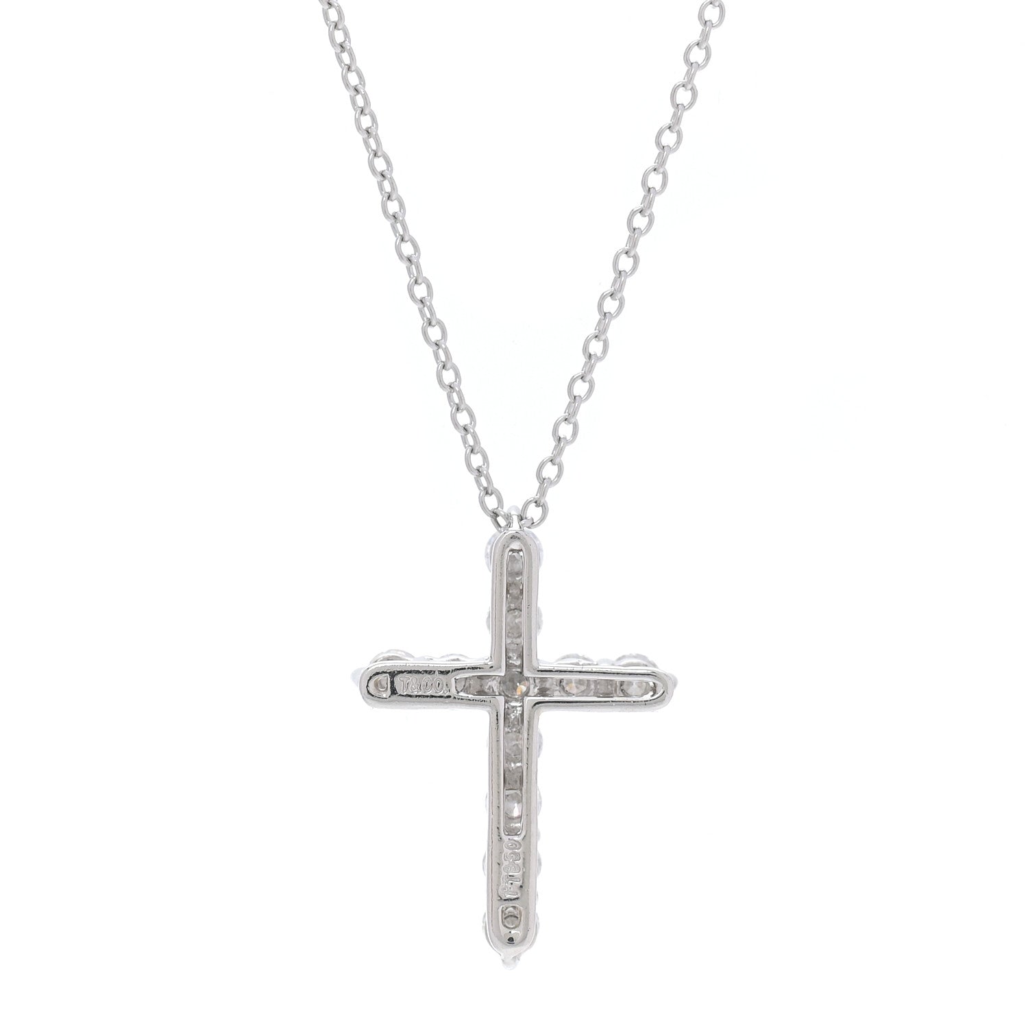 Tiffany Platinum Diamond Small Cross Pendant Necklace 6 of 6