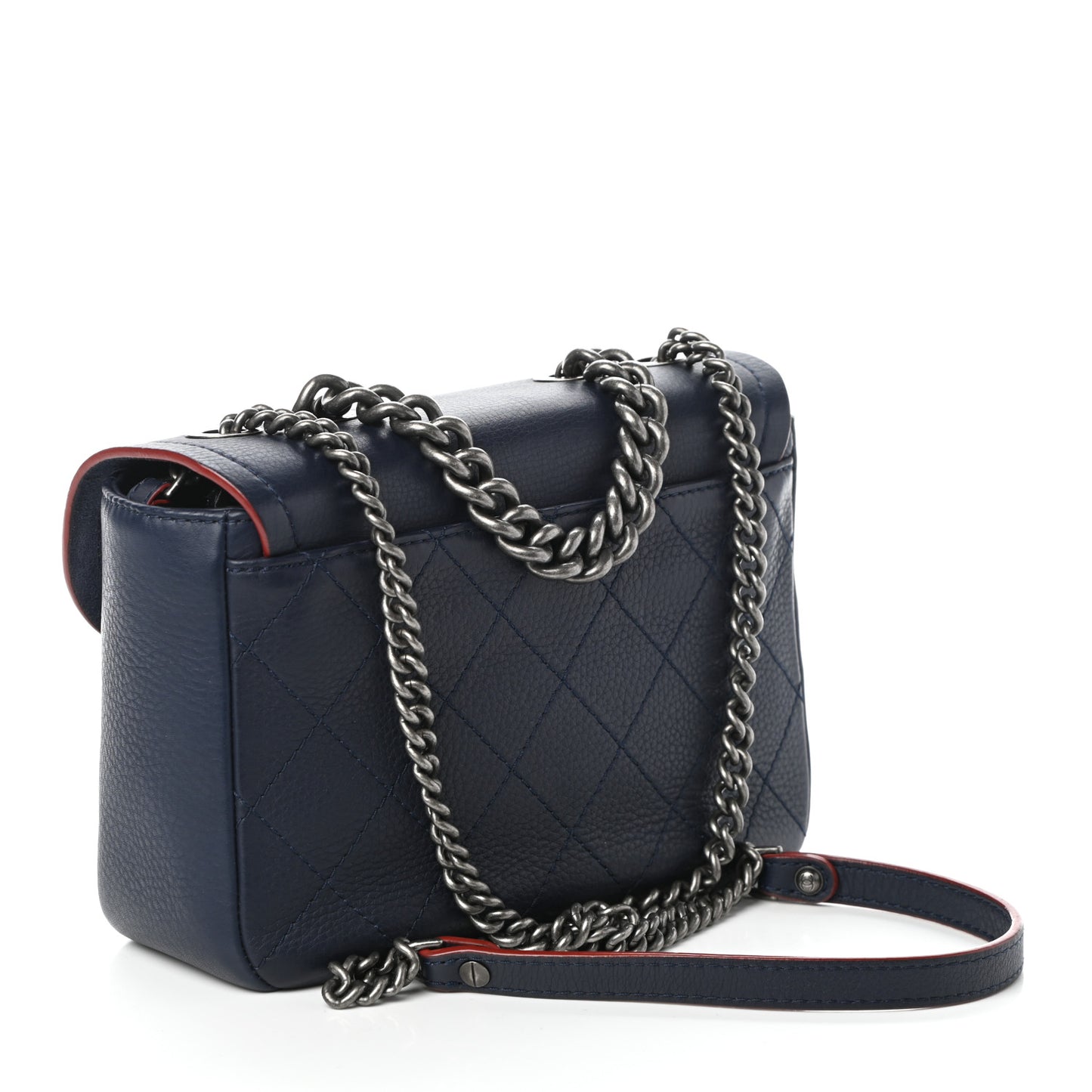 Grained Calfskin Archi Chic Flap Navy