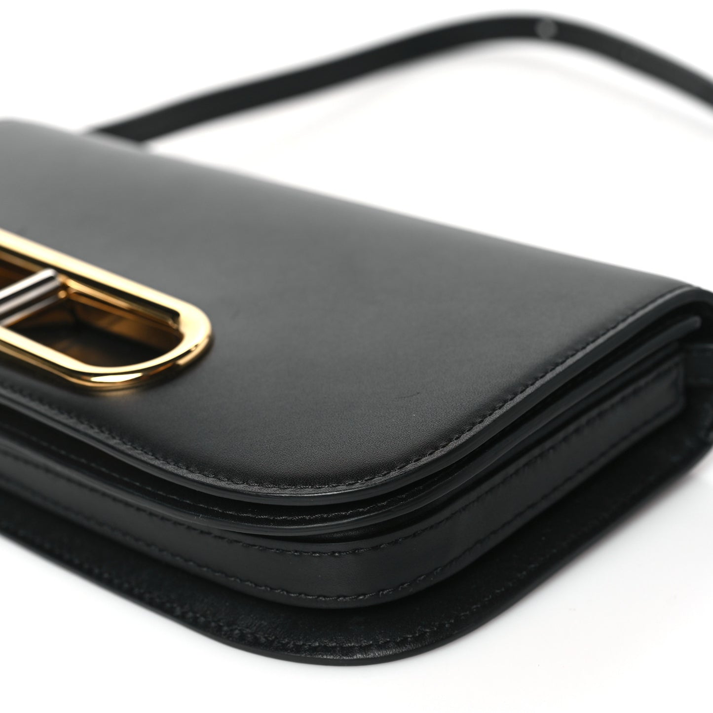 Olen Calfskin Lingot Clutch Bag Black
