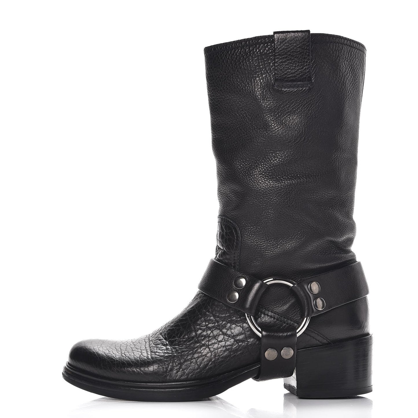 Calfskin Harness Motorcycle Boots 39 Black