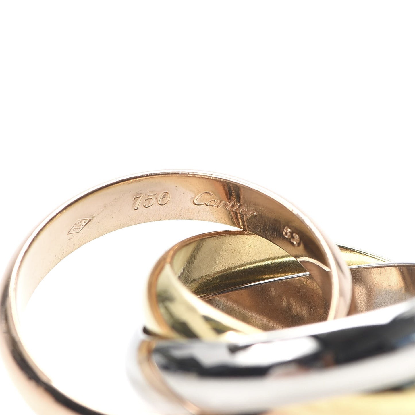 18K Pink Yellow White Gold Large Trinity Ring 52 6