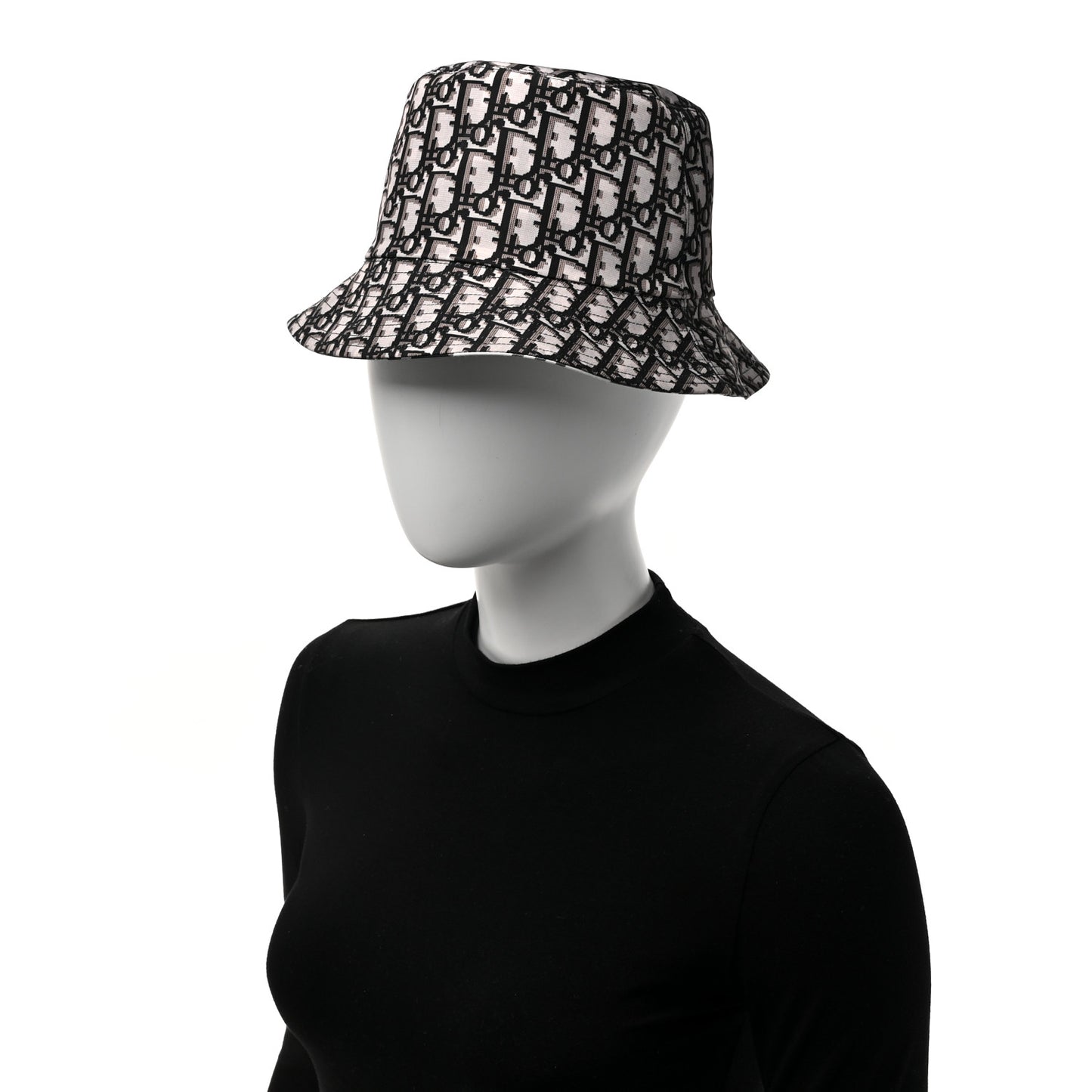 Oblique Plaid Reversible Teddy-D Brim Bucket Hat Black White