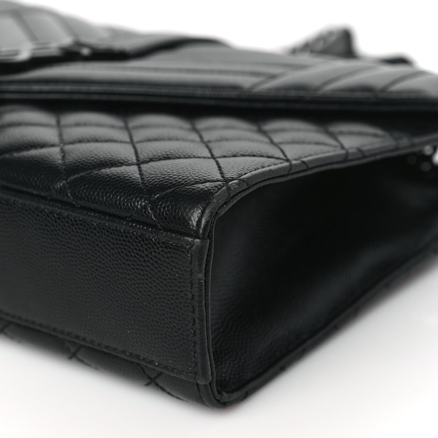 Grain De Poudre Textured Mixed Matelasse Triquilt Medium Monogram Monochrome Satchel Black