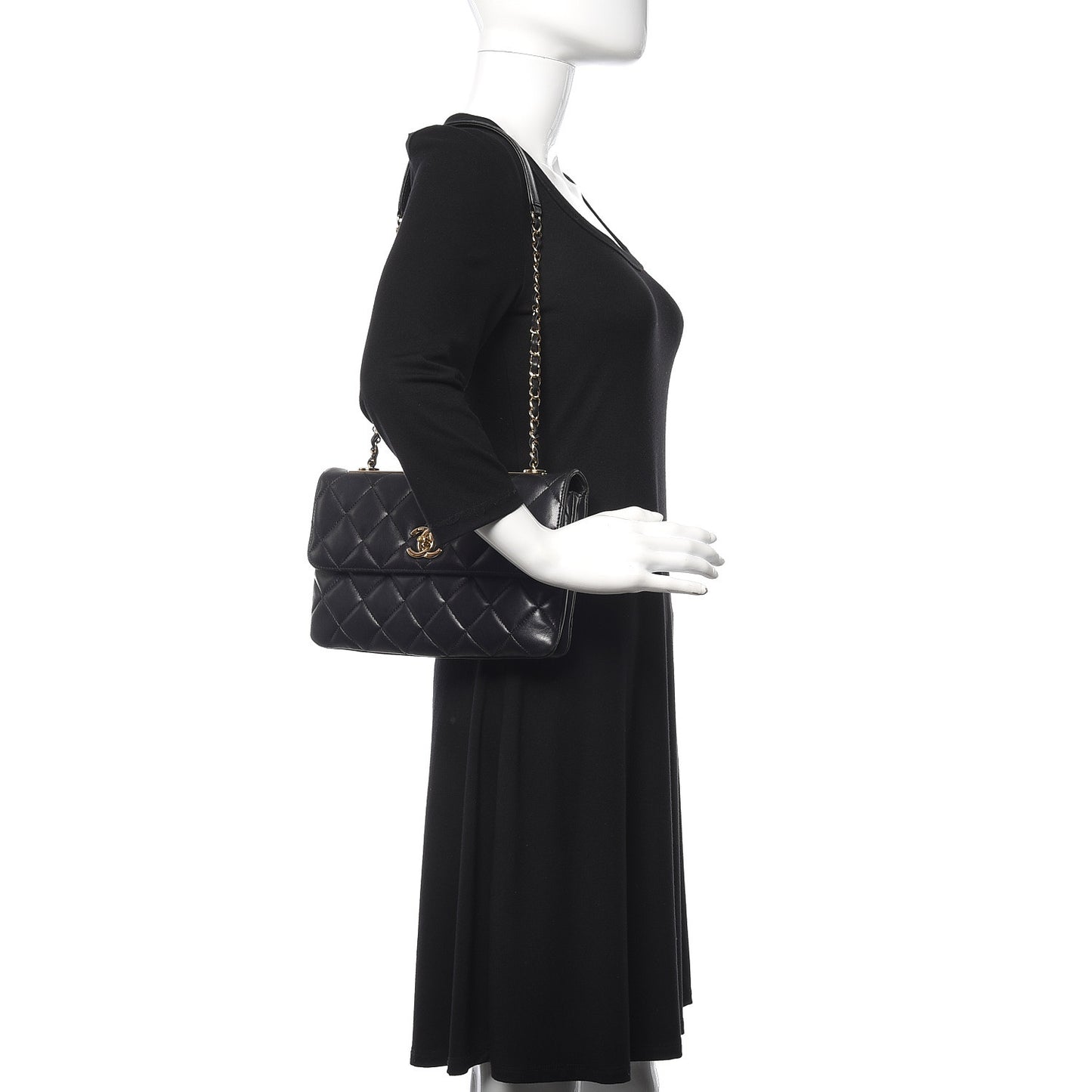 Lambskin Quilted Medium Trendy CC Flap Black