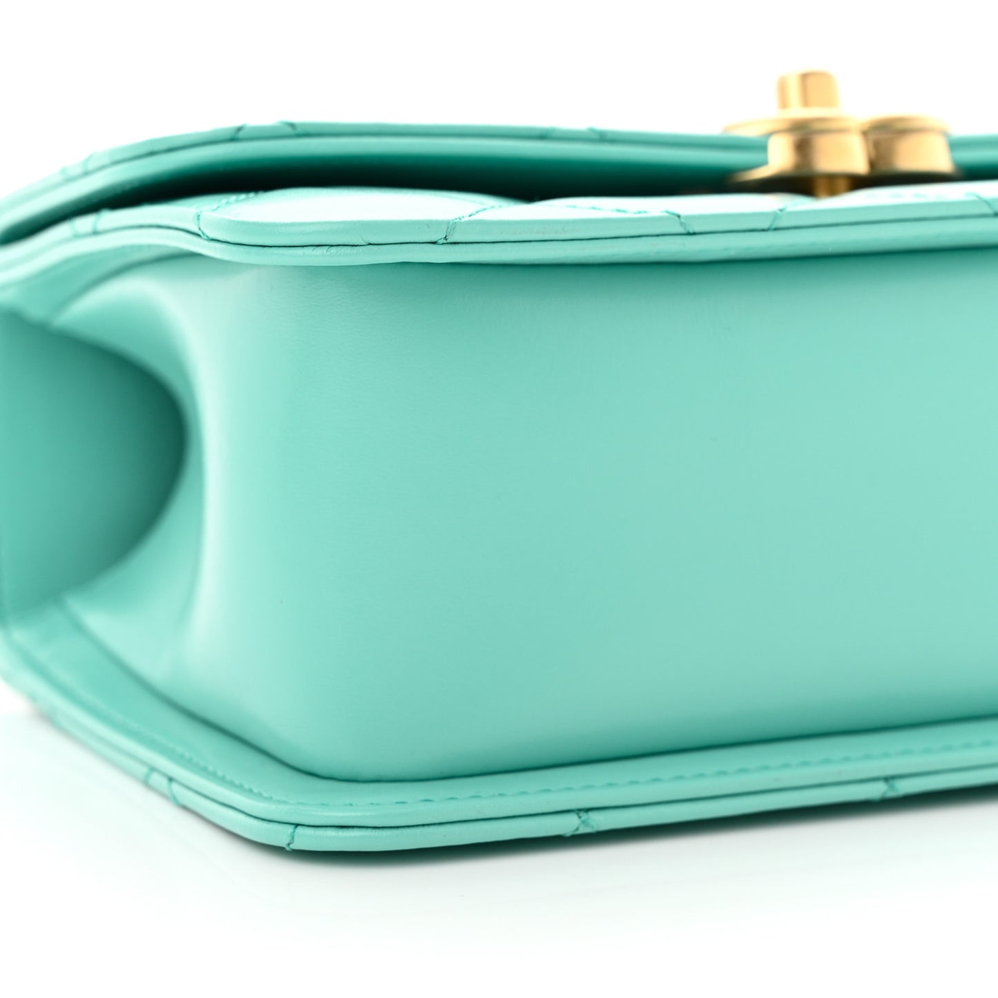 Calfskin Quilted Mini Perfect Fit Flap Turquoise
