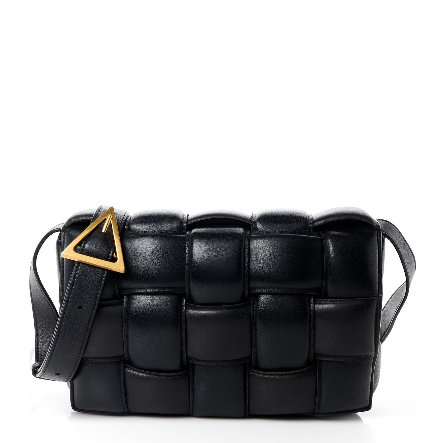 Nappa Maxi Intreccio Padded Cassette Crossbody Bag Black