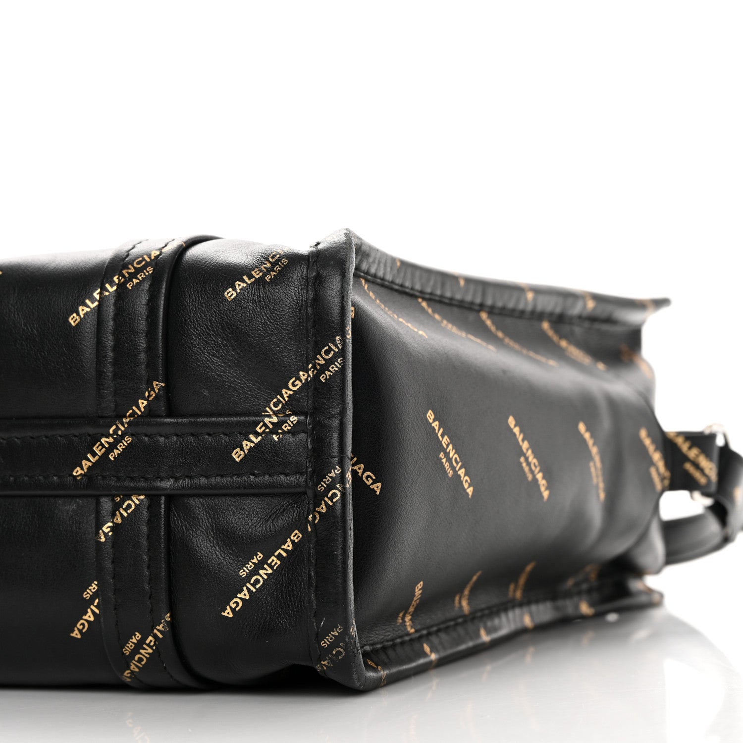 Balenciaga Calfskin Allover Logo XS Bazar Shopper Tote Black Gold 10 of 13