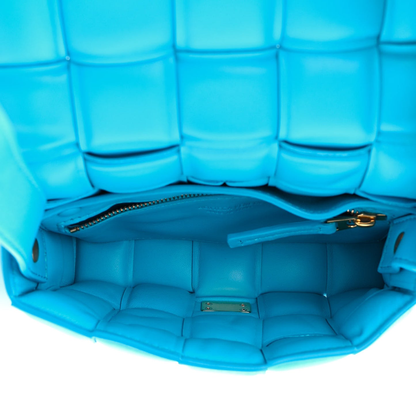 Nappa Maxi Intreccio Small Padded Cassette Crossbody Bag Pool