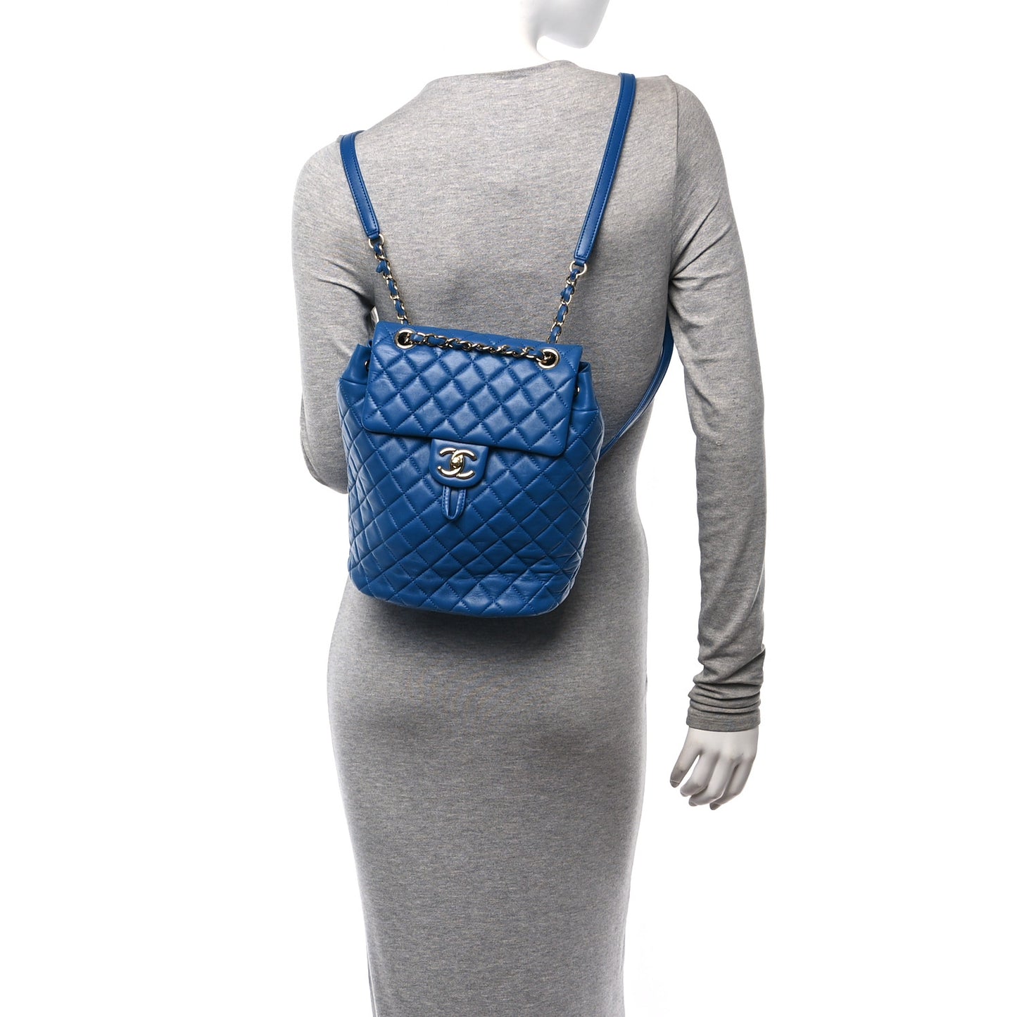 Lambskin Quilted Small Urban Spirit Backpack Blue