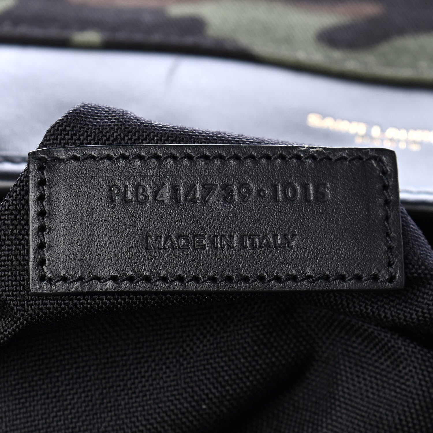 Saint Laurent Canvas Calfskin Camouflage Utilitarian Backpack Kaki Black 7 of 9