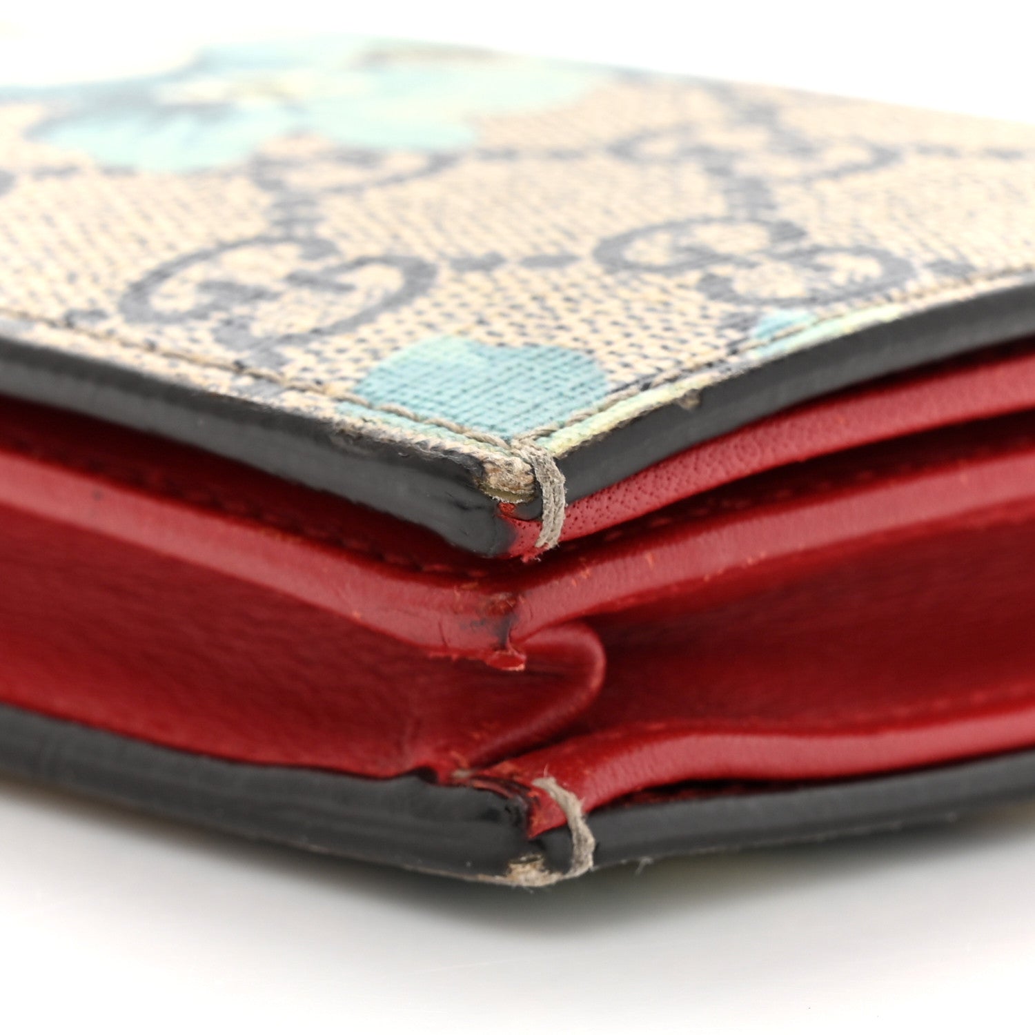 Gucci GG Supreme Monogram Blooms Card Case Wallet Beige Blue Navy Hibiscus Red 11 of 13