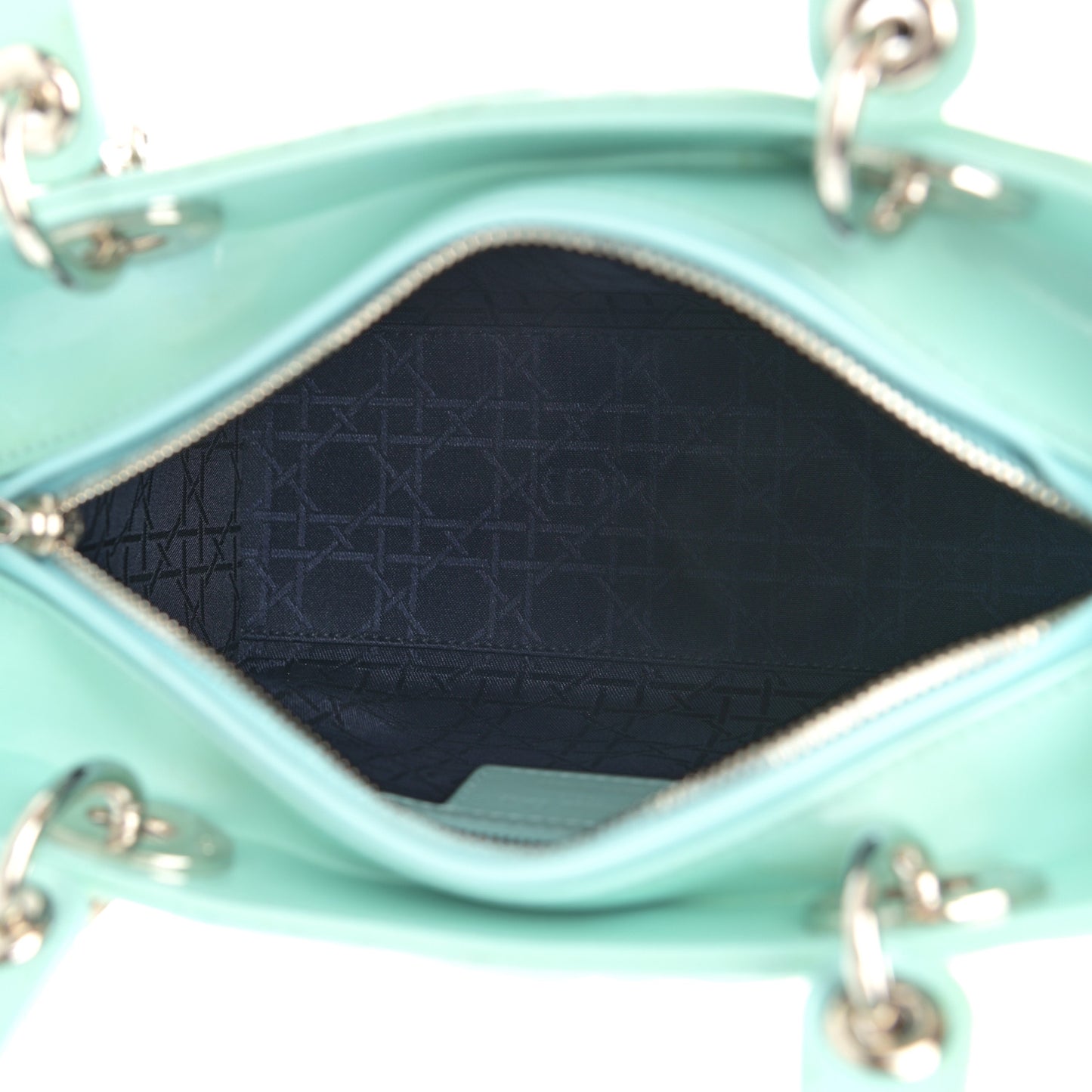 Patent Cannage Medium Lady Dior Light Blue