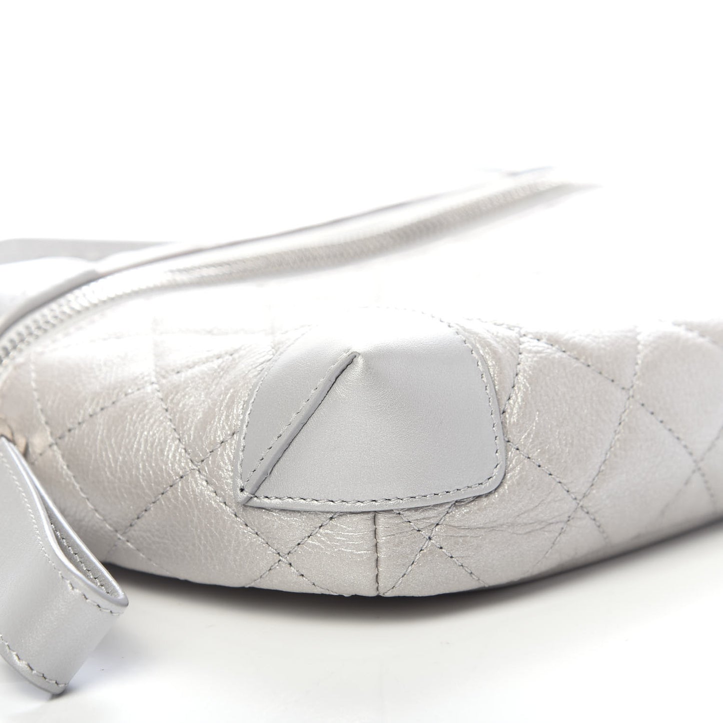 Metallic Calfskin Camera Case Silver
