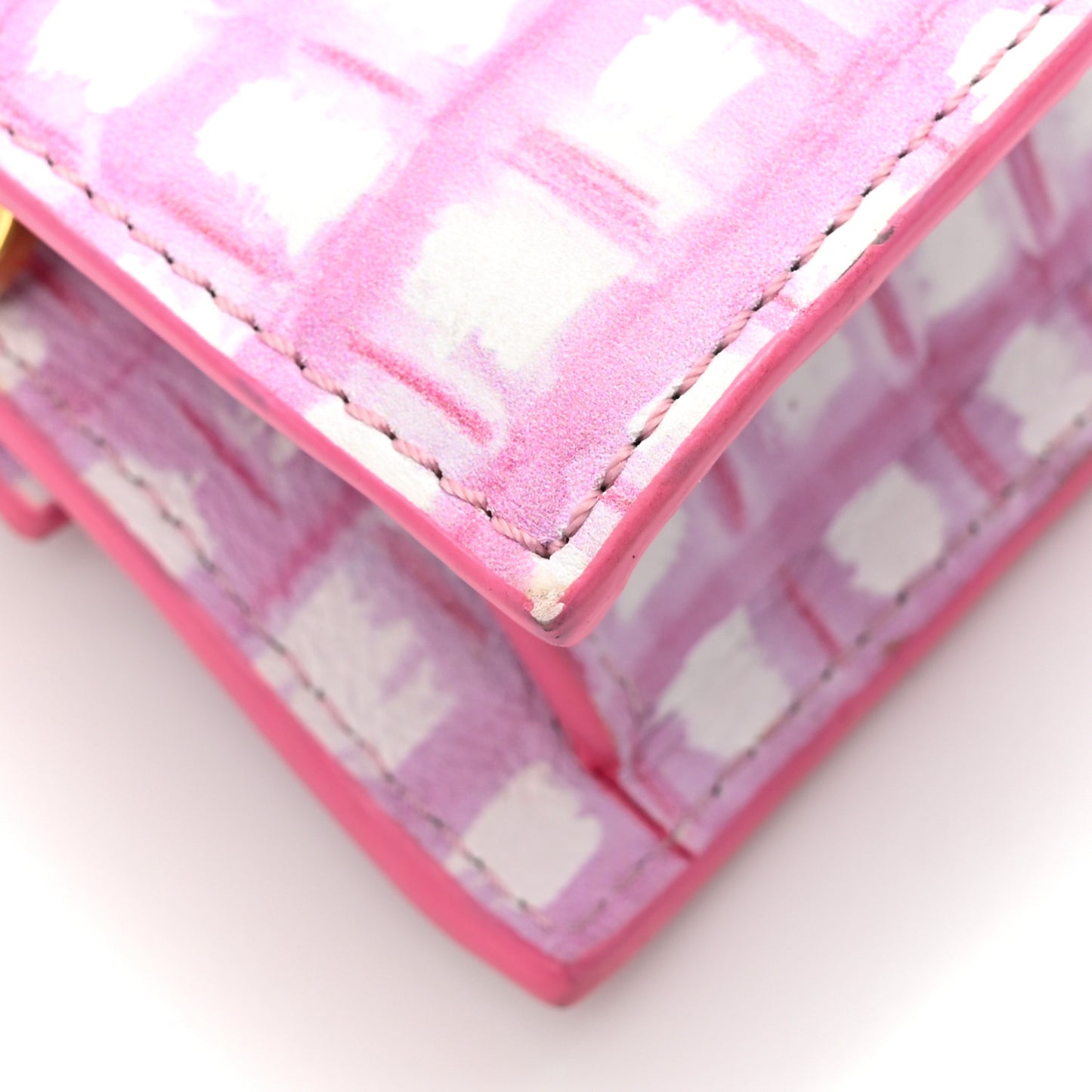 Smooth Calfskin Check Printed Le Chiquito Pink White