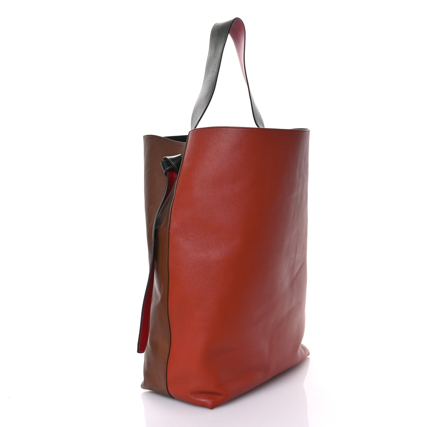 Shiny Smooth Calfskin Small Twisted Cabas Camel Brick